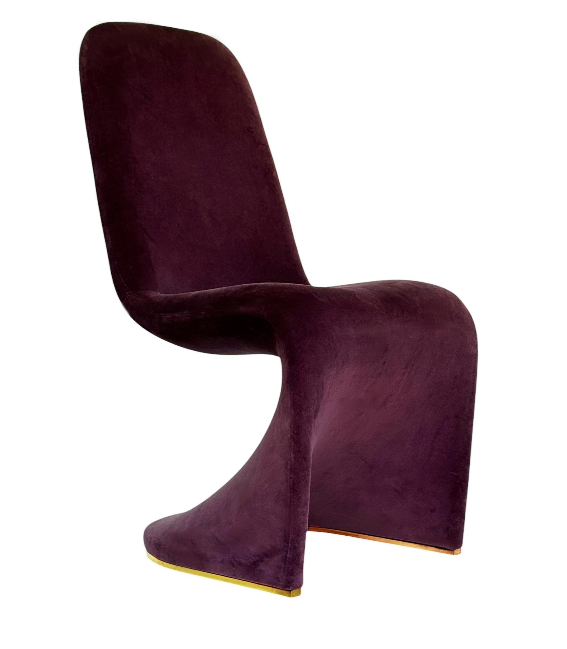 Set of Six Mid Century Modern Sculptural Brass Dining Chairs After Verner Panton For Sale 2