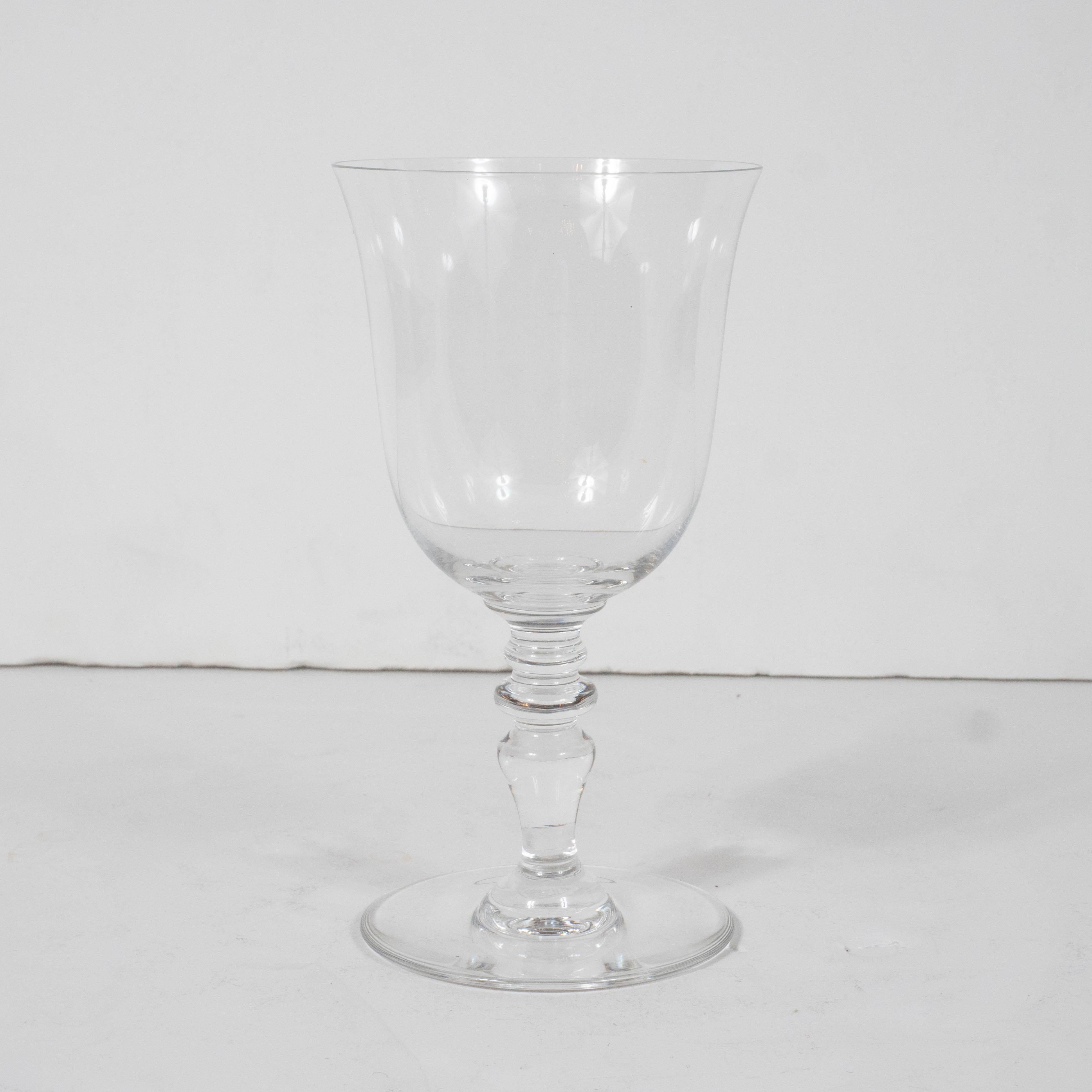 French Set of Six Mid-Century Modern Signed Baccarat Crystal Glasses