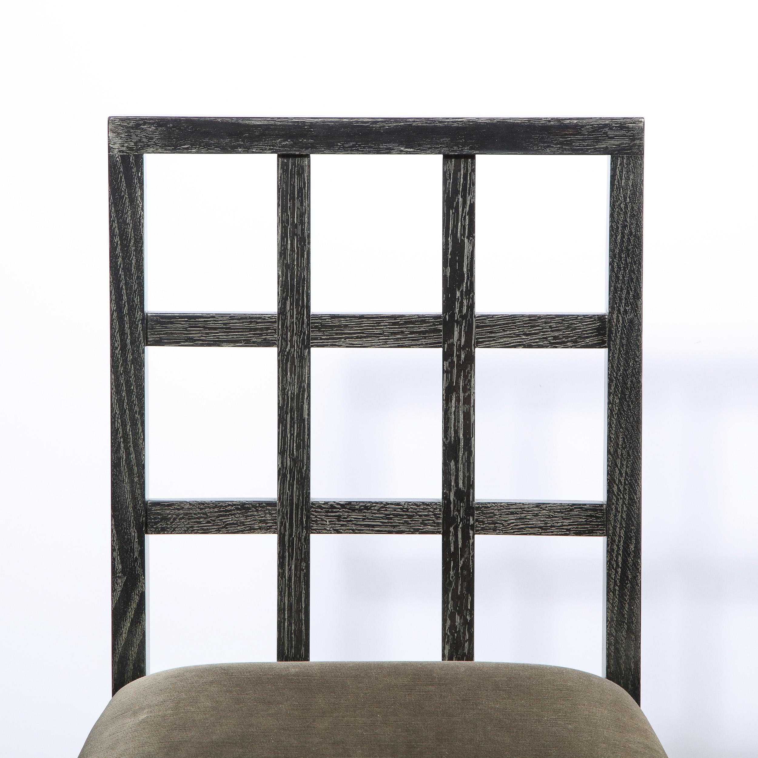 Mid-Century Modern Ensemble de six chaises de salle à manger en chêne cérusé argenté de style moderne du milieu du siècle dernier par Eugene Schoen en vente