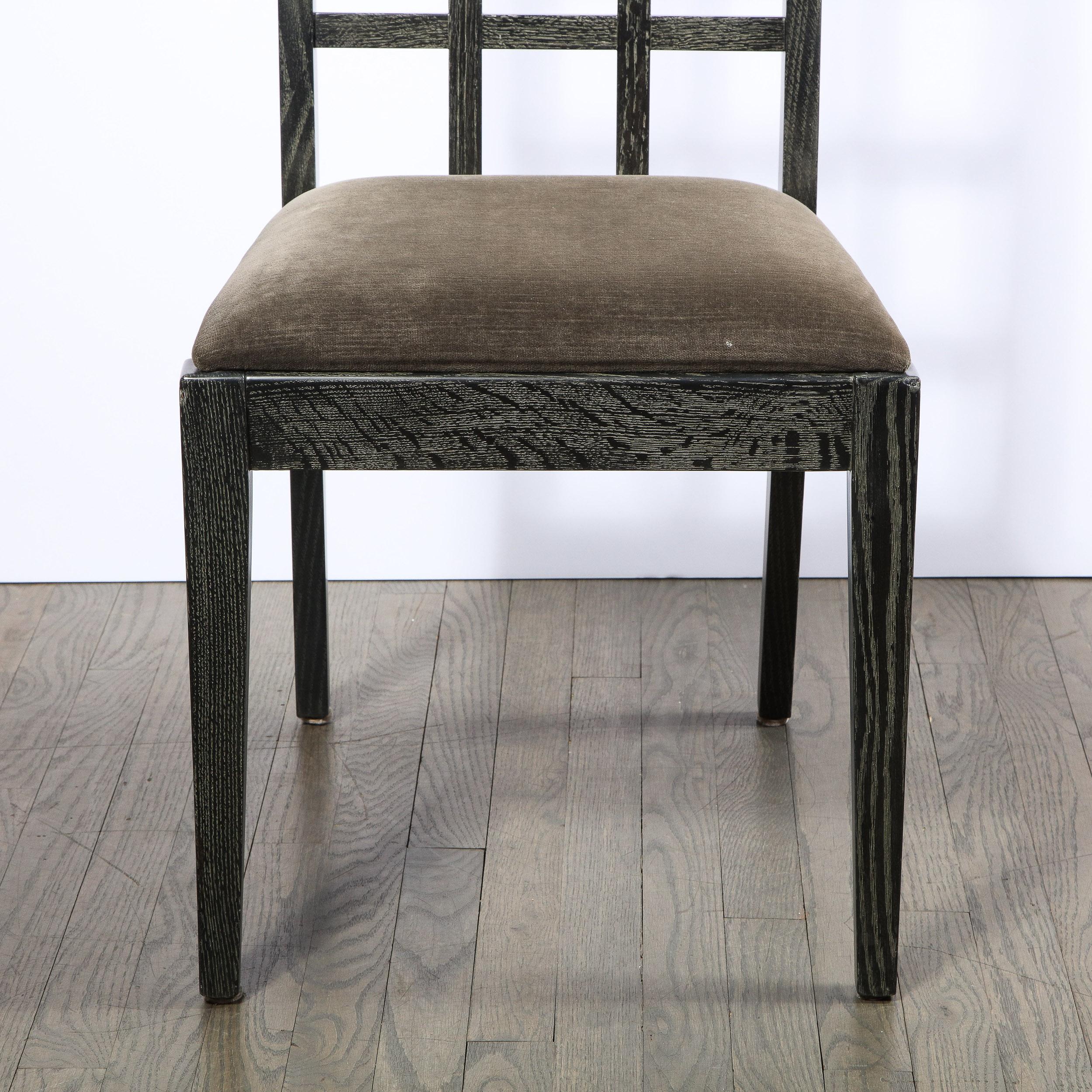 Américain Ensemble de six chaises de salle à manger en chêne cérusé argenté de style moderne du milieu du siècle dernier par Eugene Schoen en vente