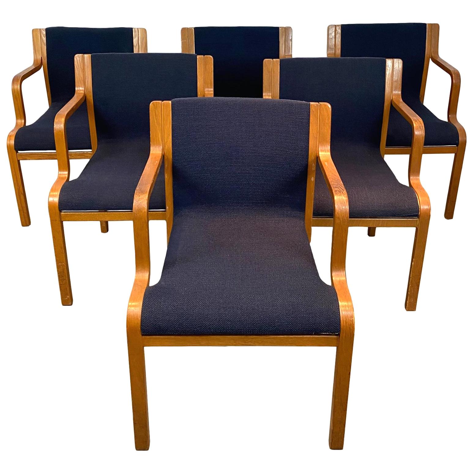 Set of Six Mid-Century Modern Stendig Stackable Dining Armchairs, circa 1960