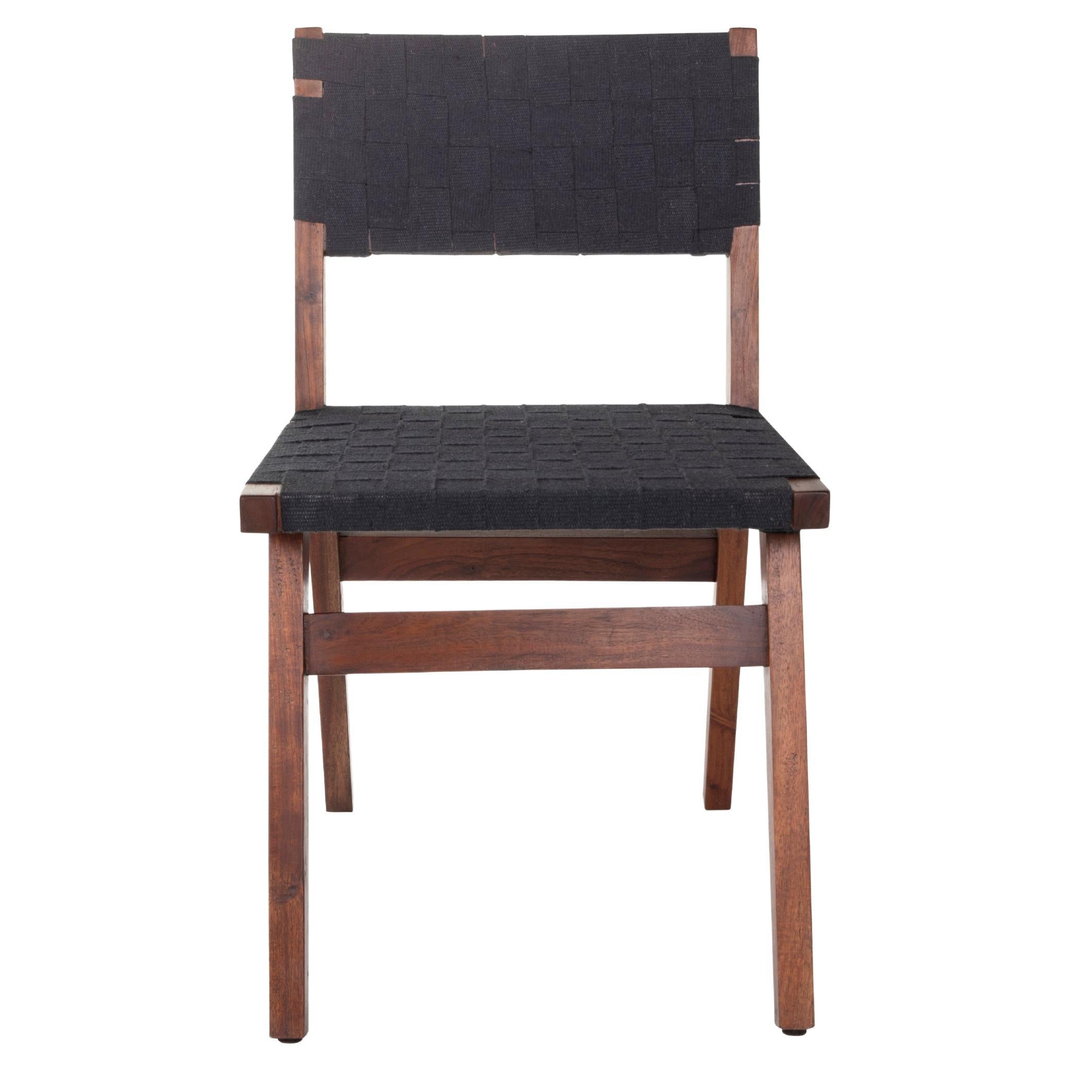 Set of Six Mid-Century Modern Style Canvas Strap Chairs For Sale