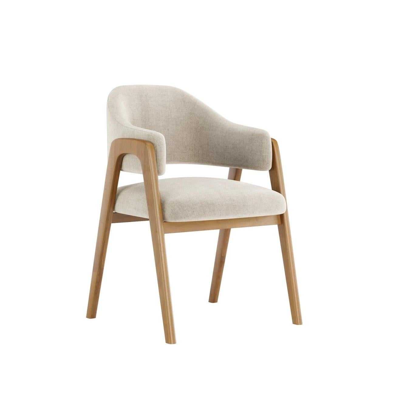 Hand-Crafted Set of Six Mid-Century Modern Style Dining Chairs with Sculptural Silhouette For Sale
