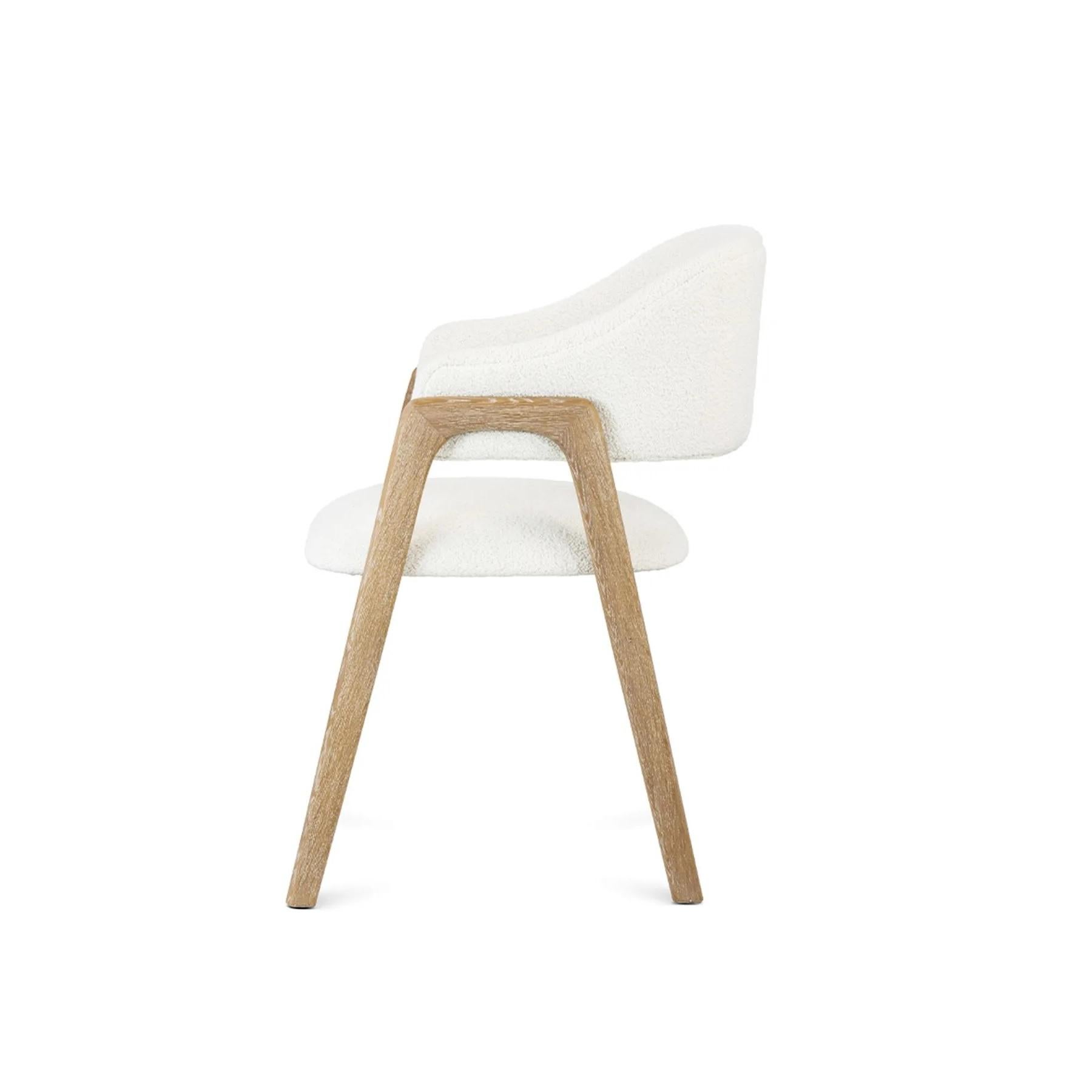 Fabric Set of Six Mid-Century Modern Style Dining Chairs with Sculptural Silhouette For Sale