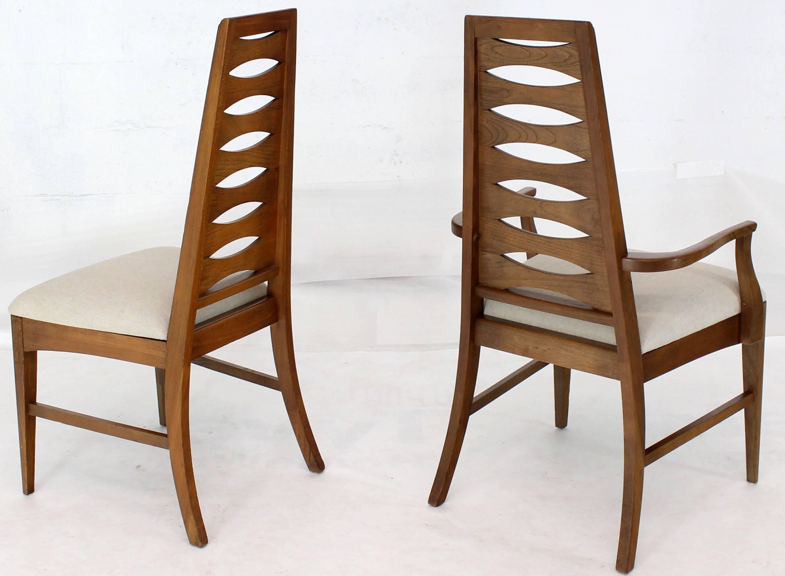 American Set of Six Mid-Century Modern Tall Tapered Shape Back Dining Chairs For Sale