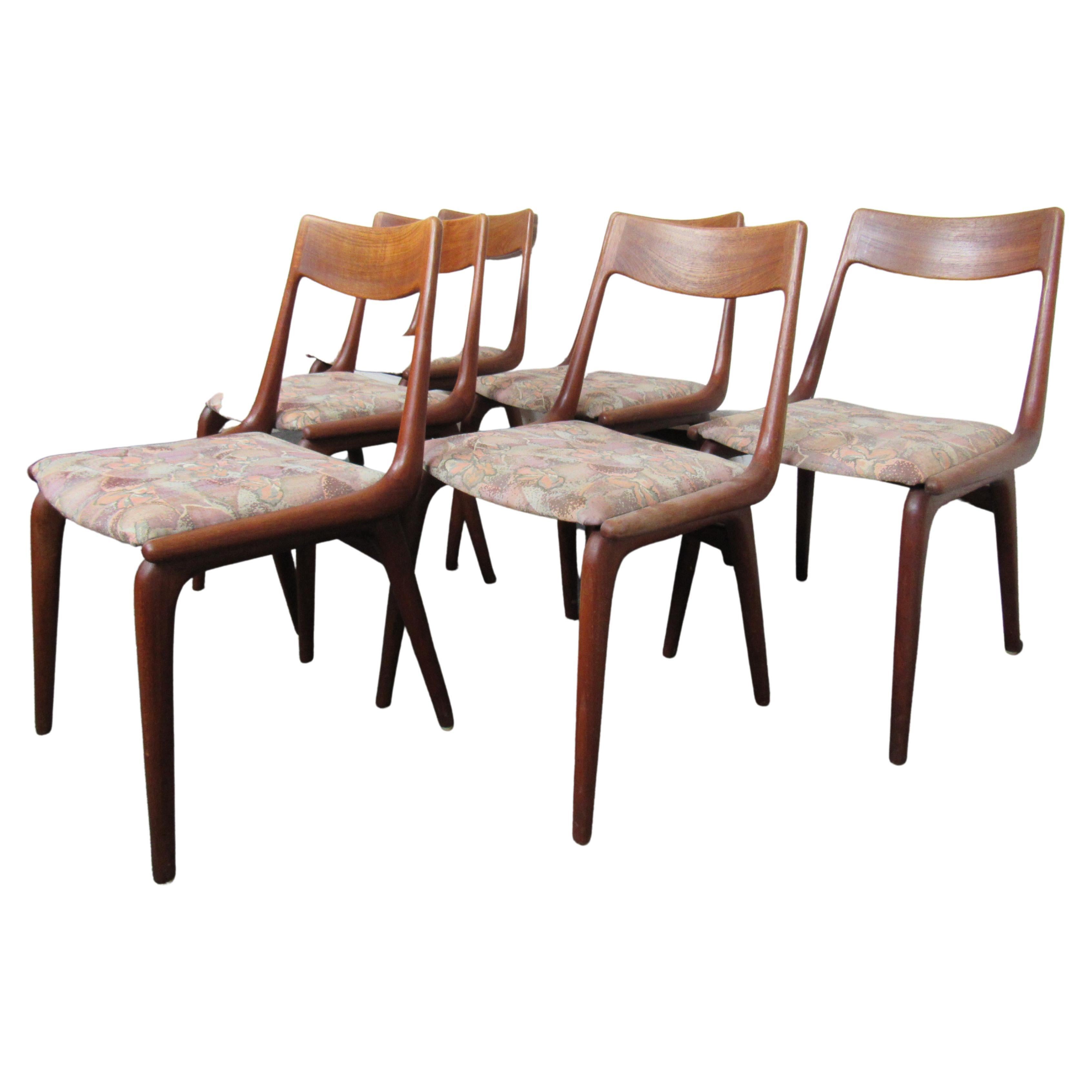 Set of Six Mid-Century Modern Teak Chairs