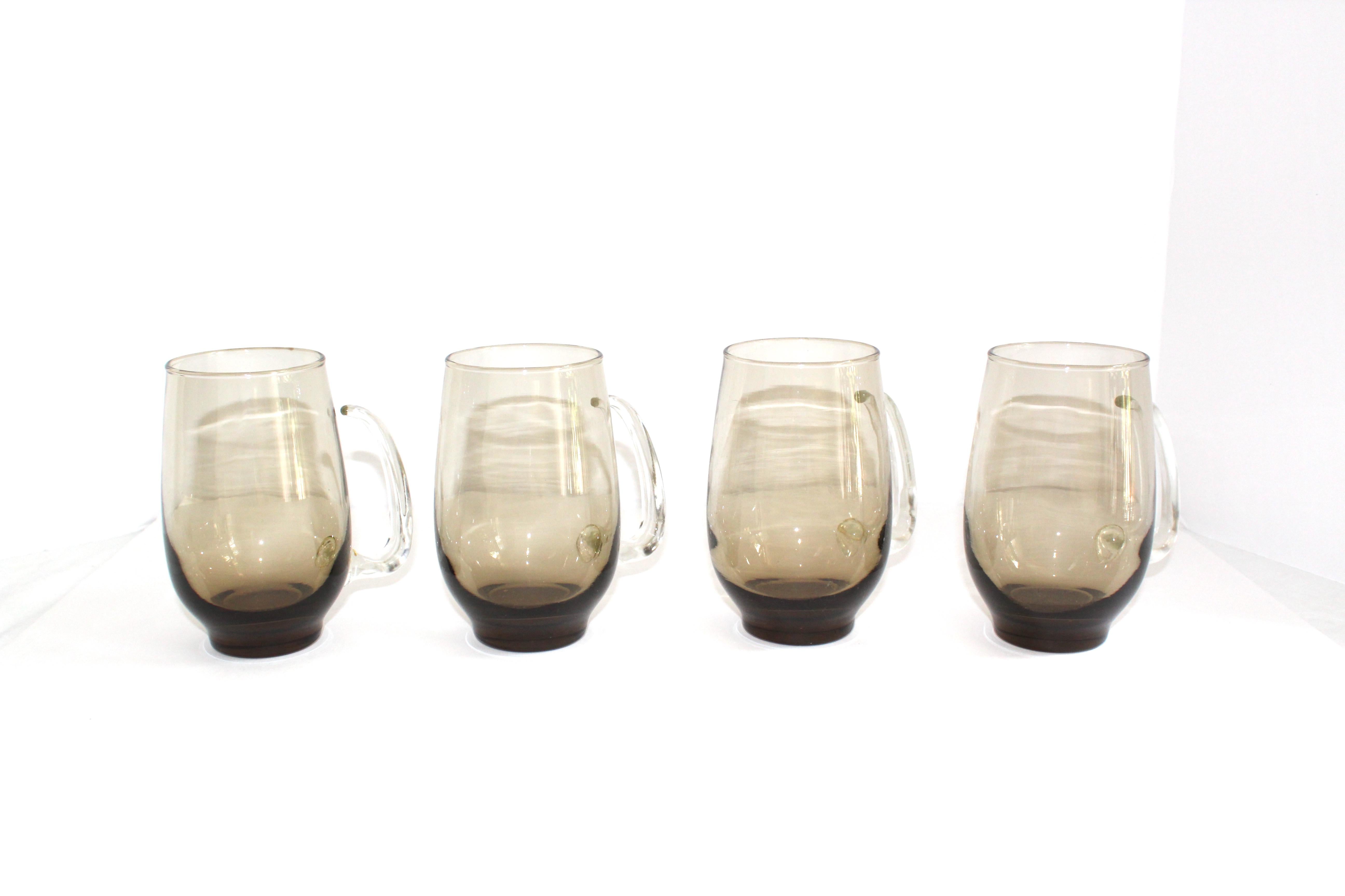 Set of Six Mid-Century Modern Tinted Glass Mugs by Libbey Glass Co. 8