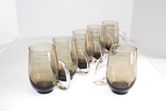 Set of Six Mid-Century Modern Tinted Glass Mugs by Libbey Glass Co.