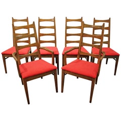 Set of Six Mid-Century Modern Walnut Bow Tie Dining Chairs