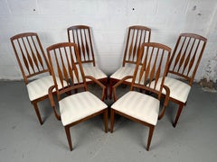 Set of Six Mid-Century Spindle Back Walnut Dining Chairs