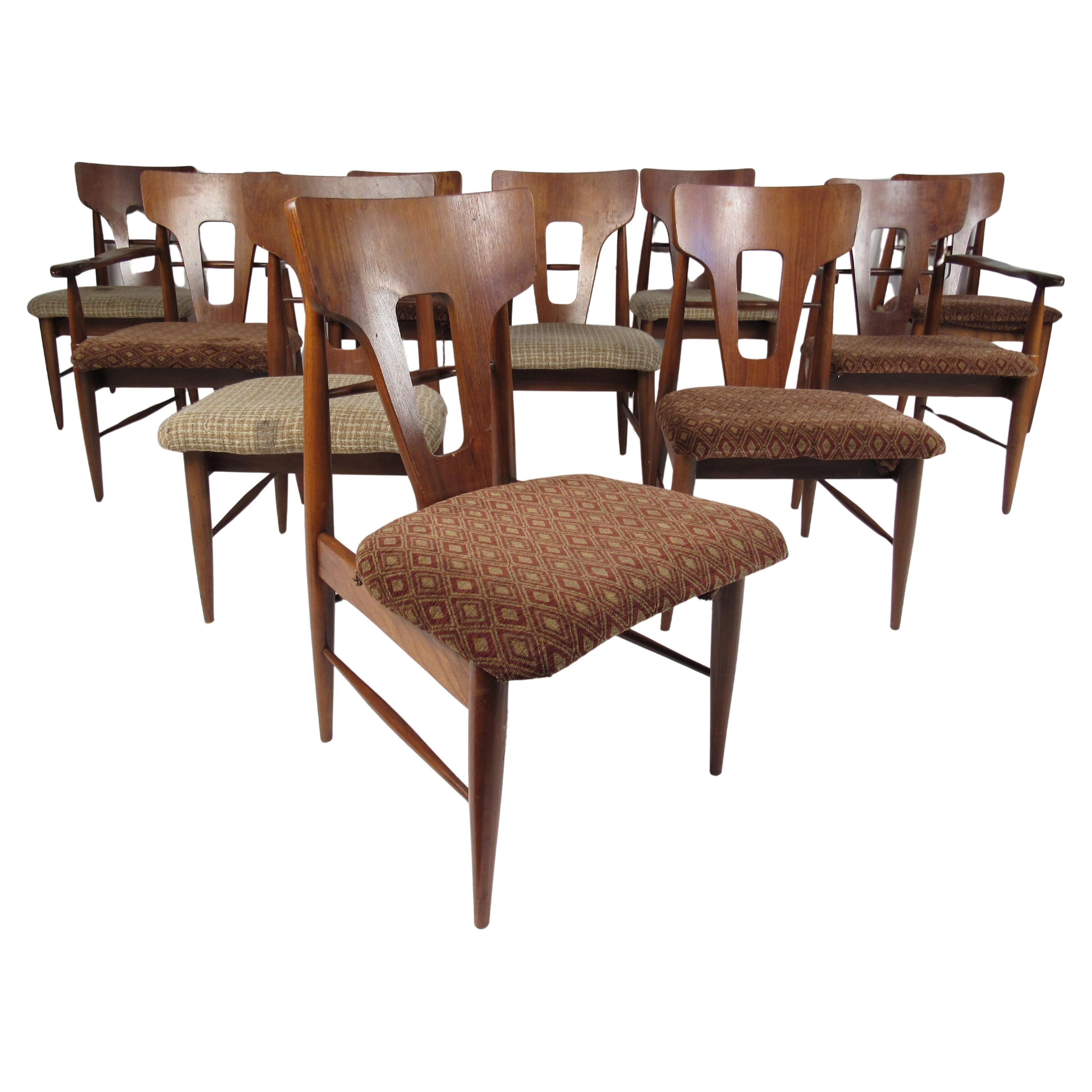 Set of Six Mid-Century Modern Walnut Dining Chairs