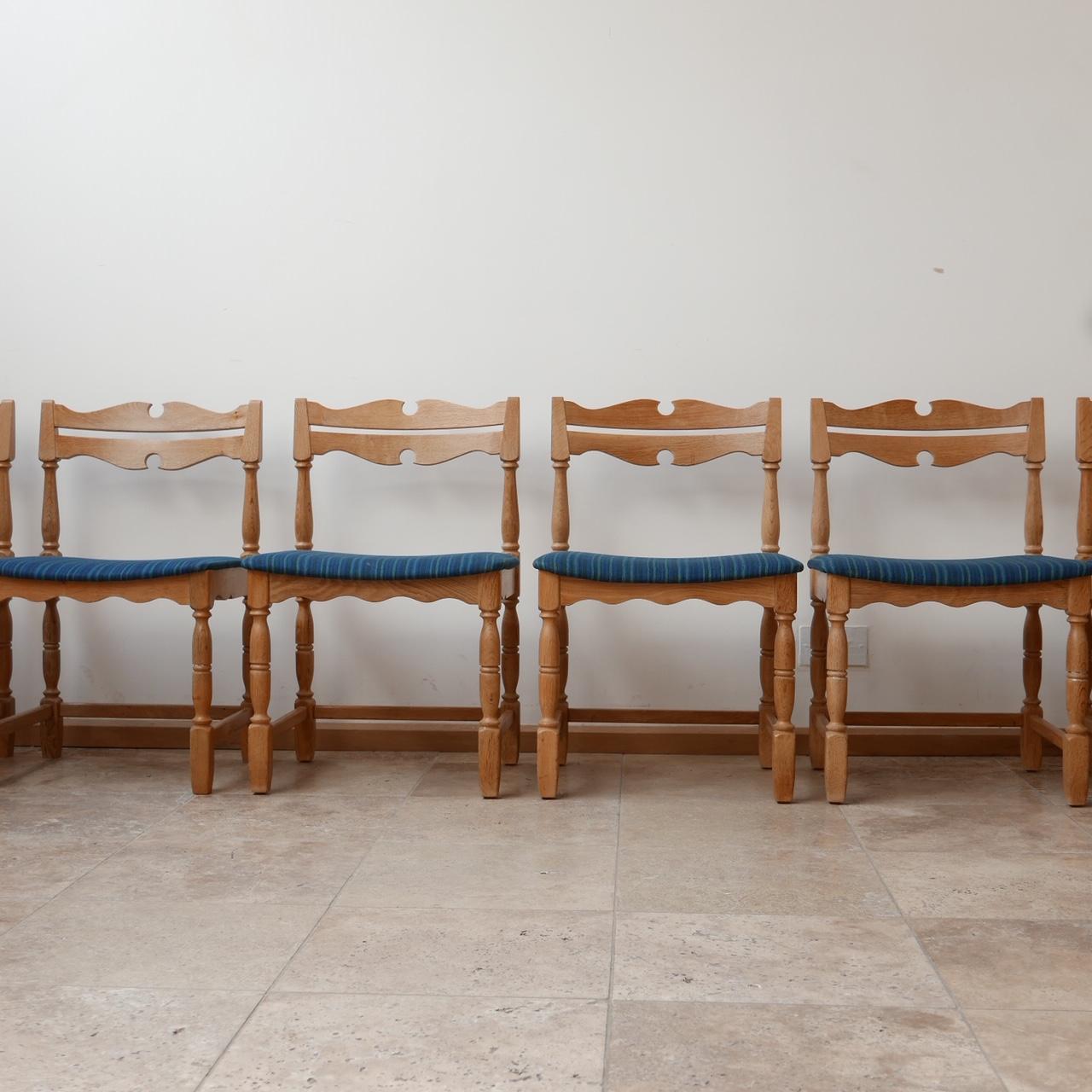 Upholstery Set of Six Mid-Century Oak Danish Dining Chairs '6'