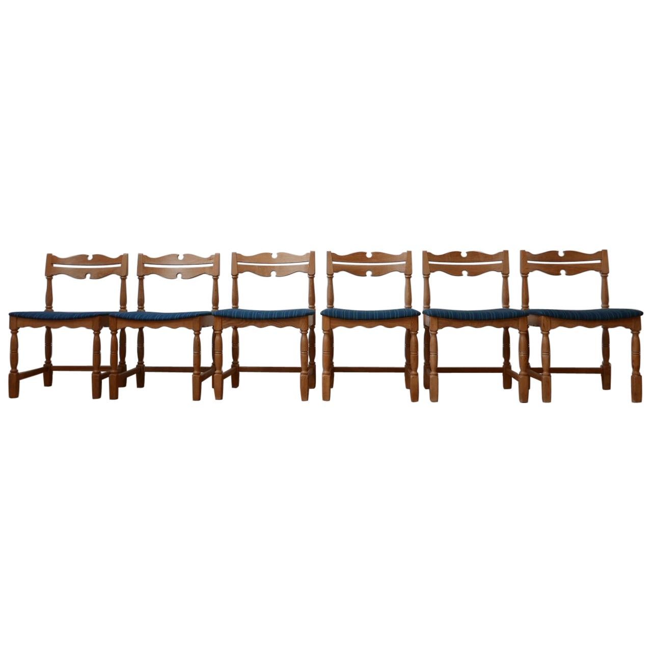 Set of Six Mid-Century Oak Danish Dining Chairs '6'