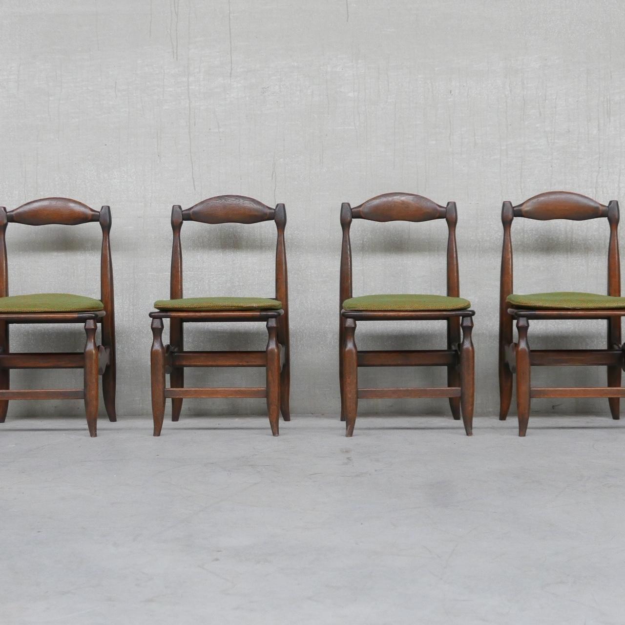 Set of Six Mid-Century Oak Guillerme et Chambron Dining Chairs '6' 4