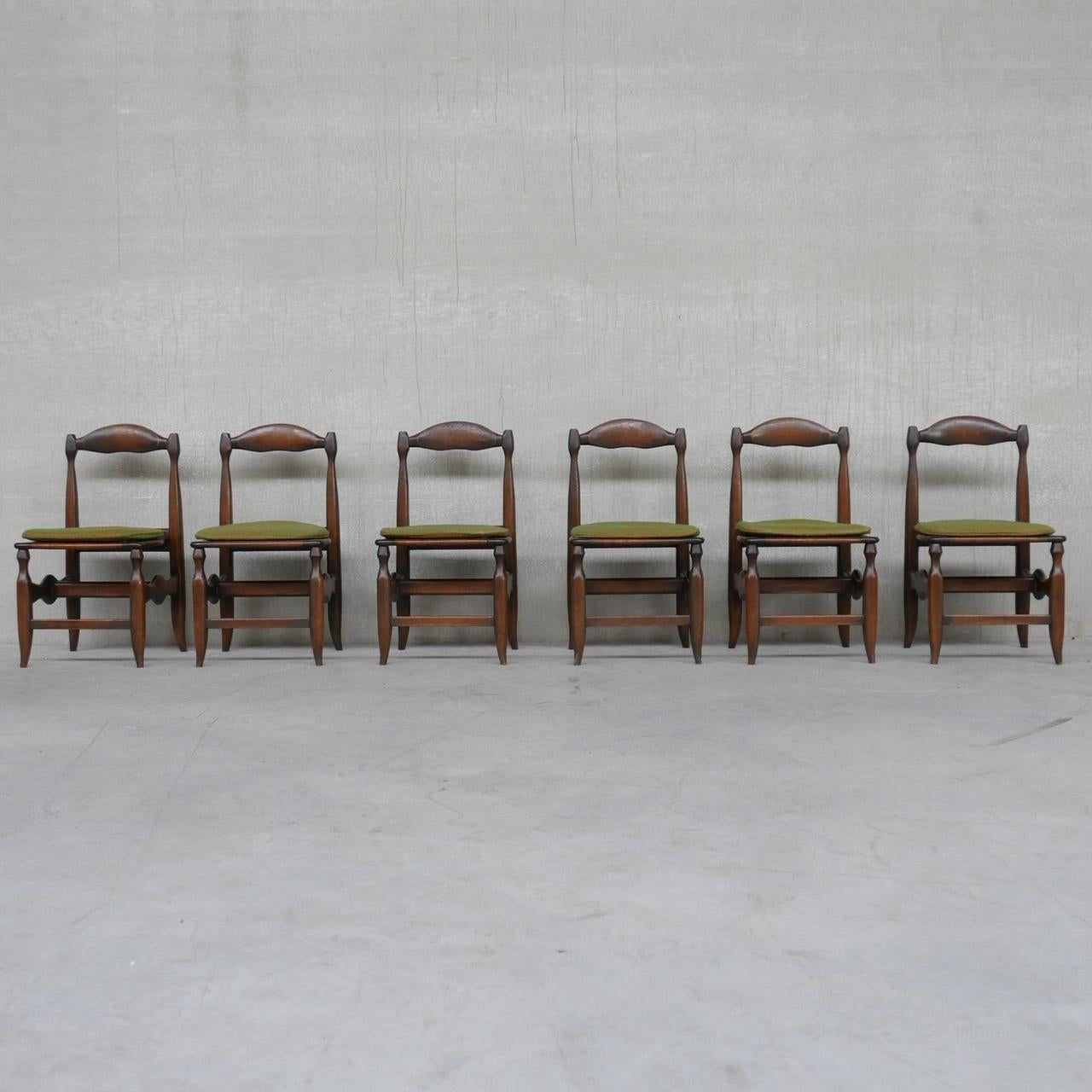 Set of Six Mid-Century Oak Guillerme et Chambron Dining Chairs '6' 5