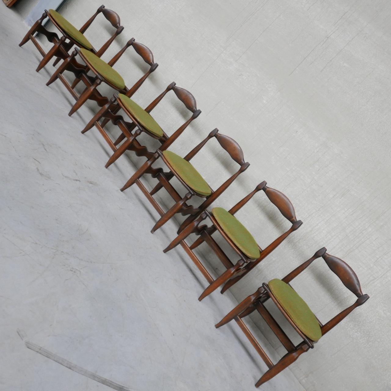 Set of Six Mid-Century Oak Guillerme et Chambron Dining Chairs '6' 1