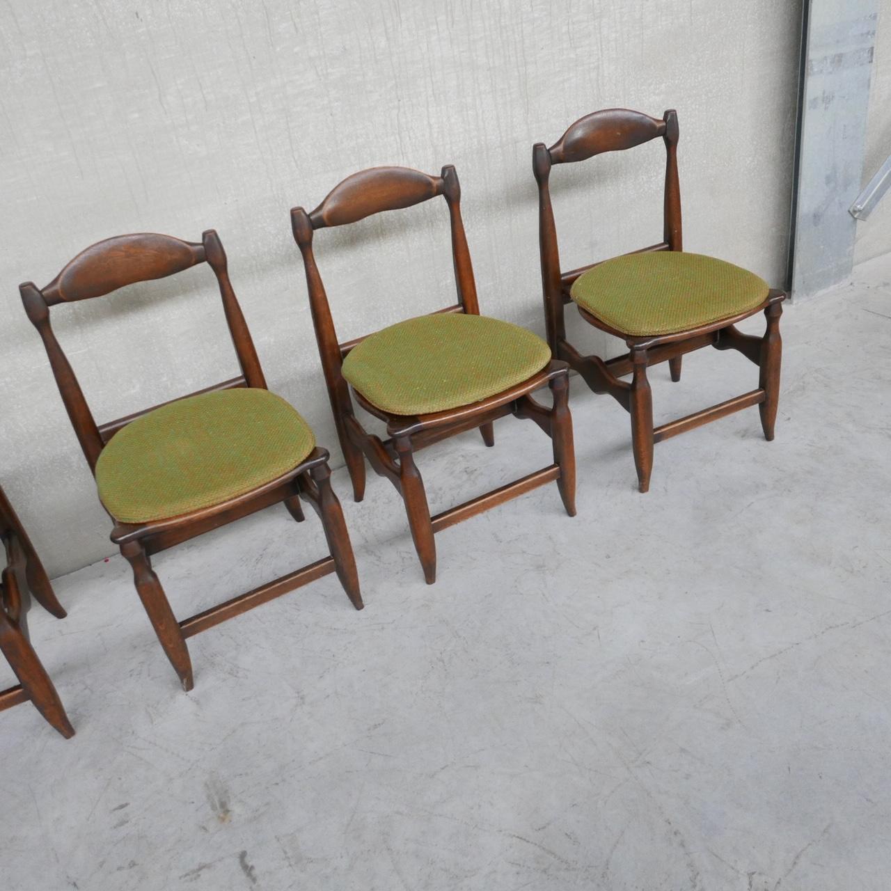 Set of Six Mid-Century Oak Guillerme et Chambron Dining Chairs '6' 2