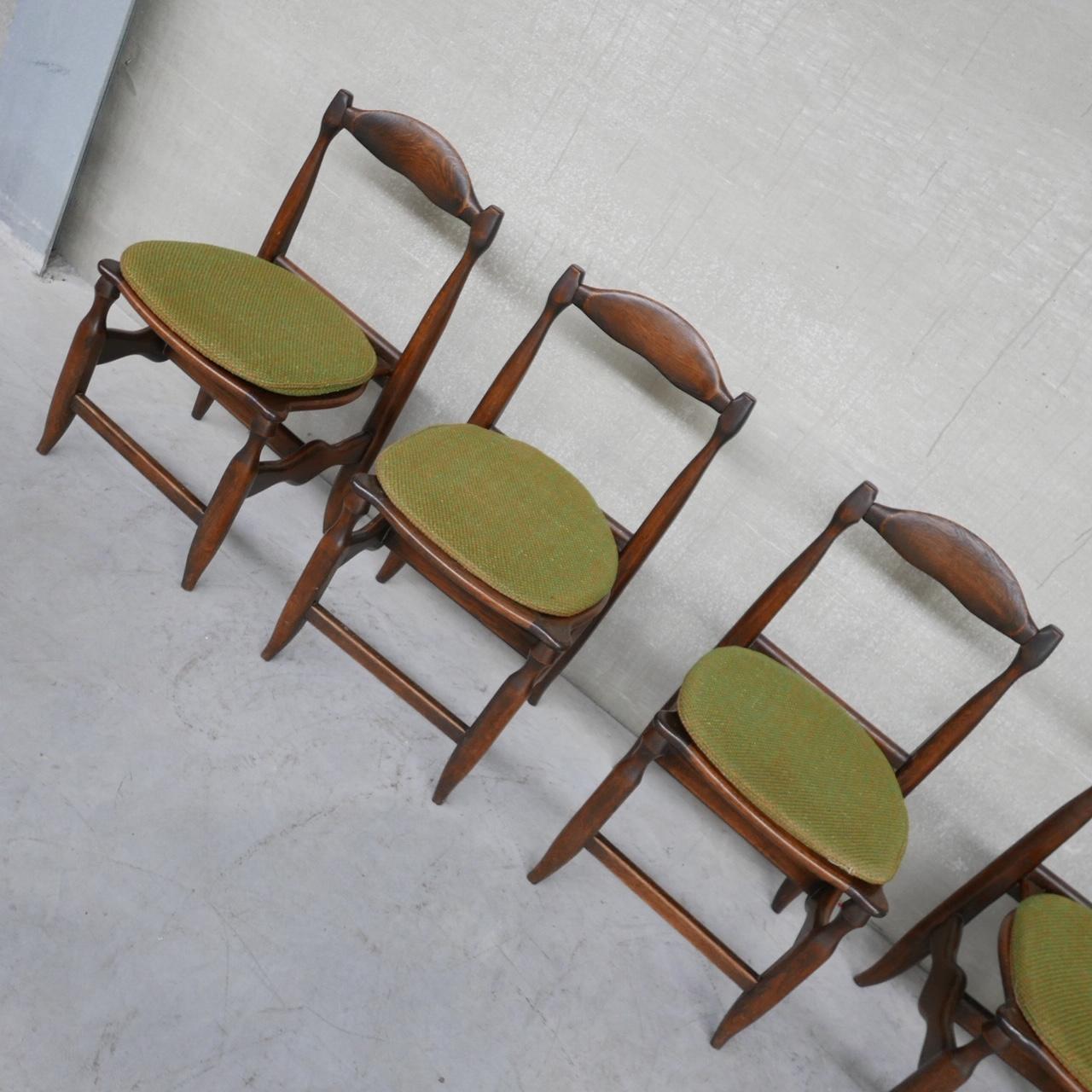 Set of Six Mid-Century Oak Guillerme et Chambron Dining Chairs '6' 3
