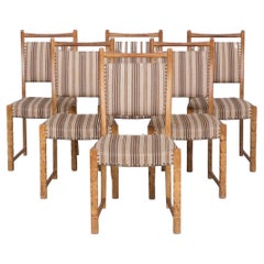 Set of Six Mid-Century Oak Upholstered Danish Dining Chairs attr. to Henning Kja