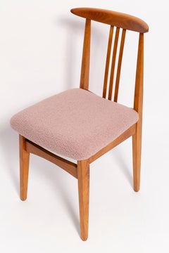 Set of Six Mid-Century Pink Blush Boucle Chairs, by M. Zielinski, Europe, 1960s