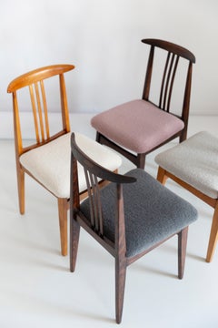 Set of Six Mid-Century Pink Boucle Chairs, by Zielinski, Poland, 1960s