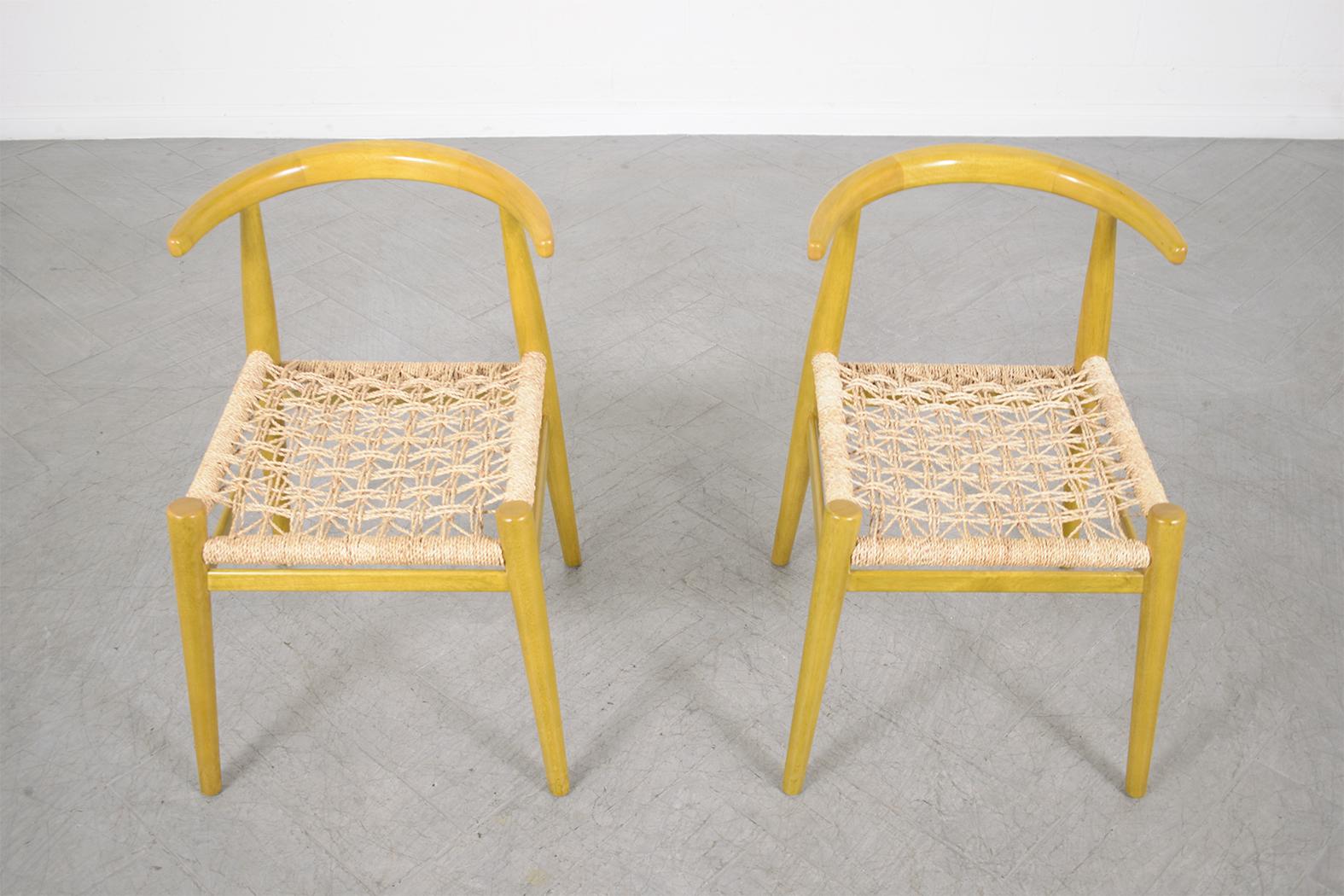 Hand-Crafted Set of 6 Vintage Teak Barrel-Back Dining Chairs
