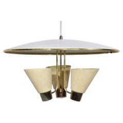 Set of Six Mid Century Saucer Chandeliers Designed by Thurston for Lightolier