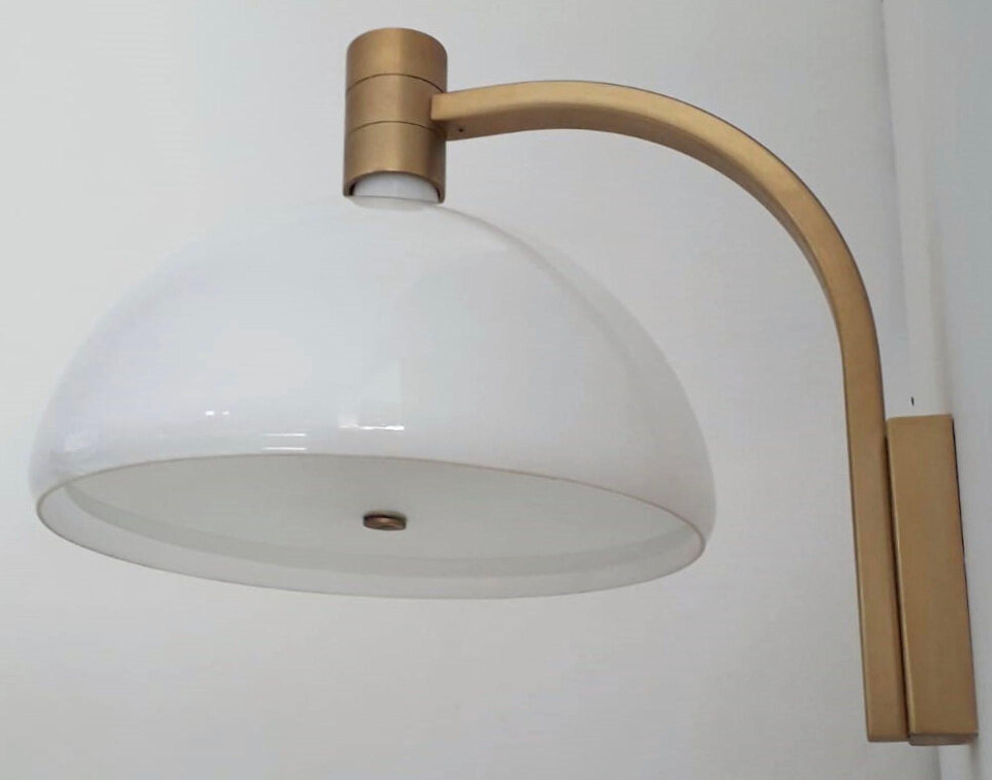 Set of Six Mid-Century Sconces with Opaline White Glass by Sirrah. Italy, 1960's In Excellent Condition For Sale In Los Angeles, CA