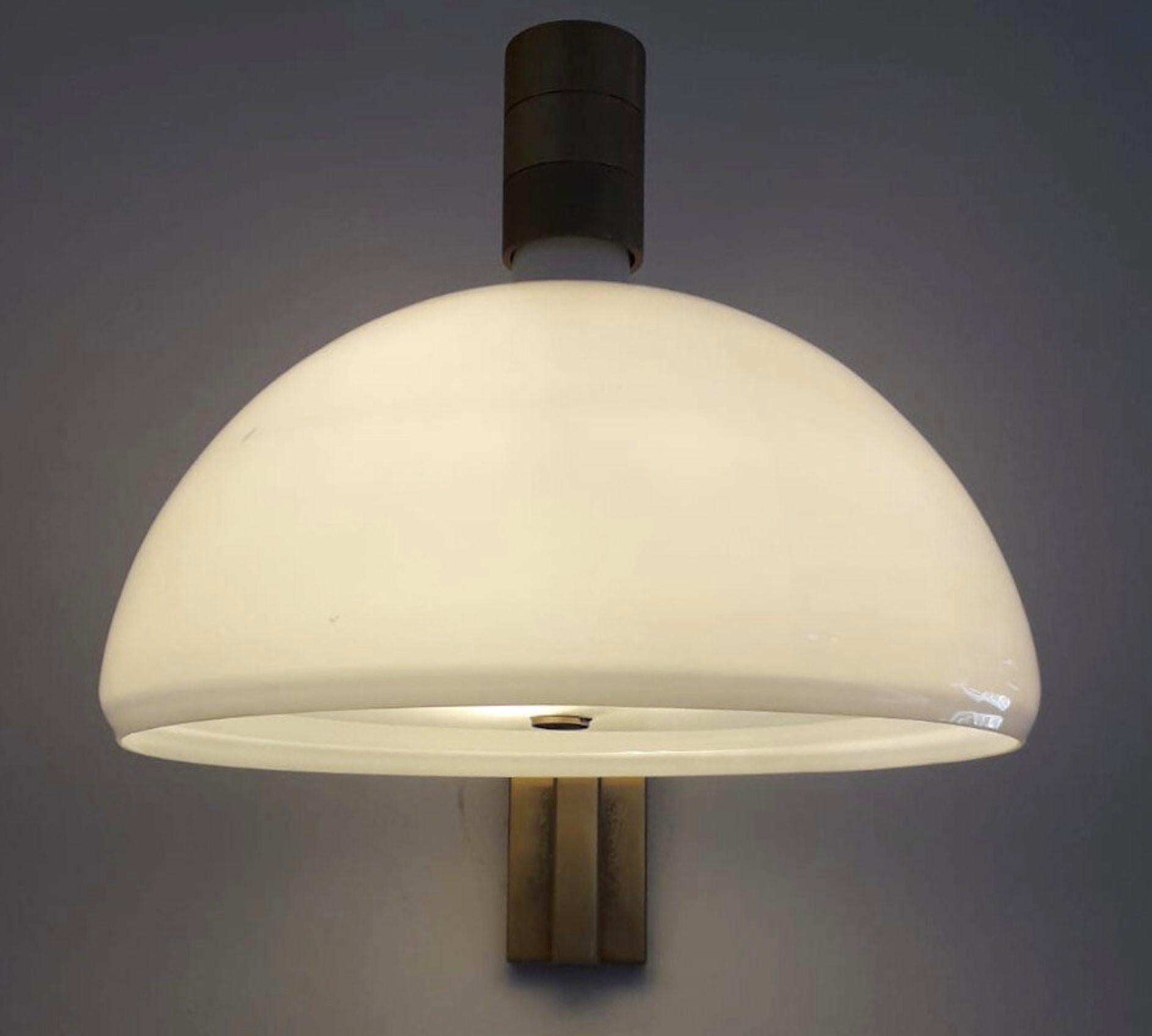 Mid-20th Century Set of Six Mid-Century Sconces with Opaline White Glass by Sirrah. Italy, 1960's For Sale