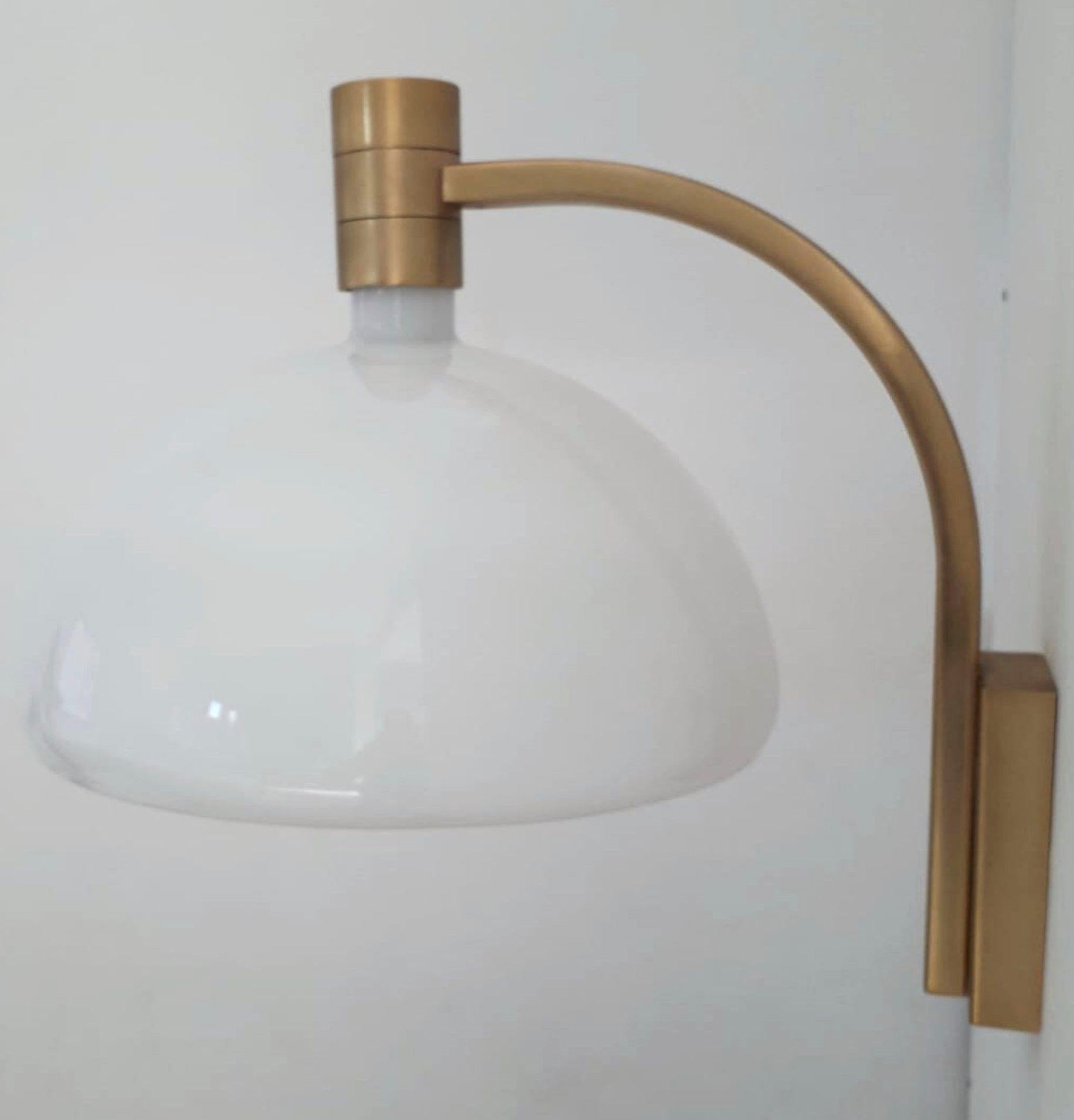 Set of Six Mid-Century Sconces with Opaline White Glass by Sirrah. Italy, 1960's For Sale 2