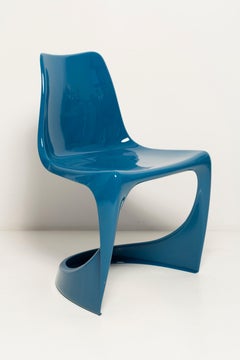 Set di sei sedie in Cado blu mare di metà secolo, Steen Østergaard, Europa, anni '60