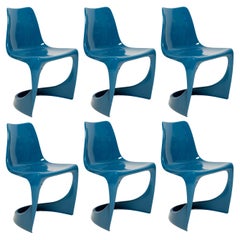 Set of Six Mid Century Sea Blue Cado Chairs, Steen Østergaard, Europe, 1960s
