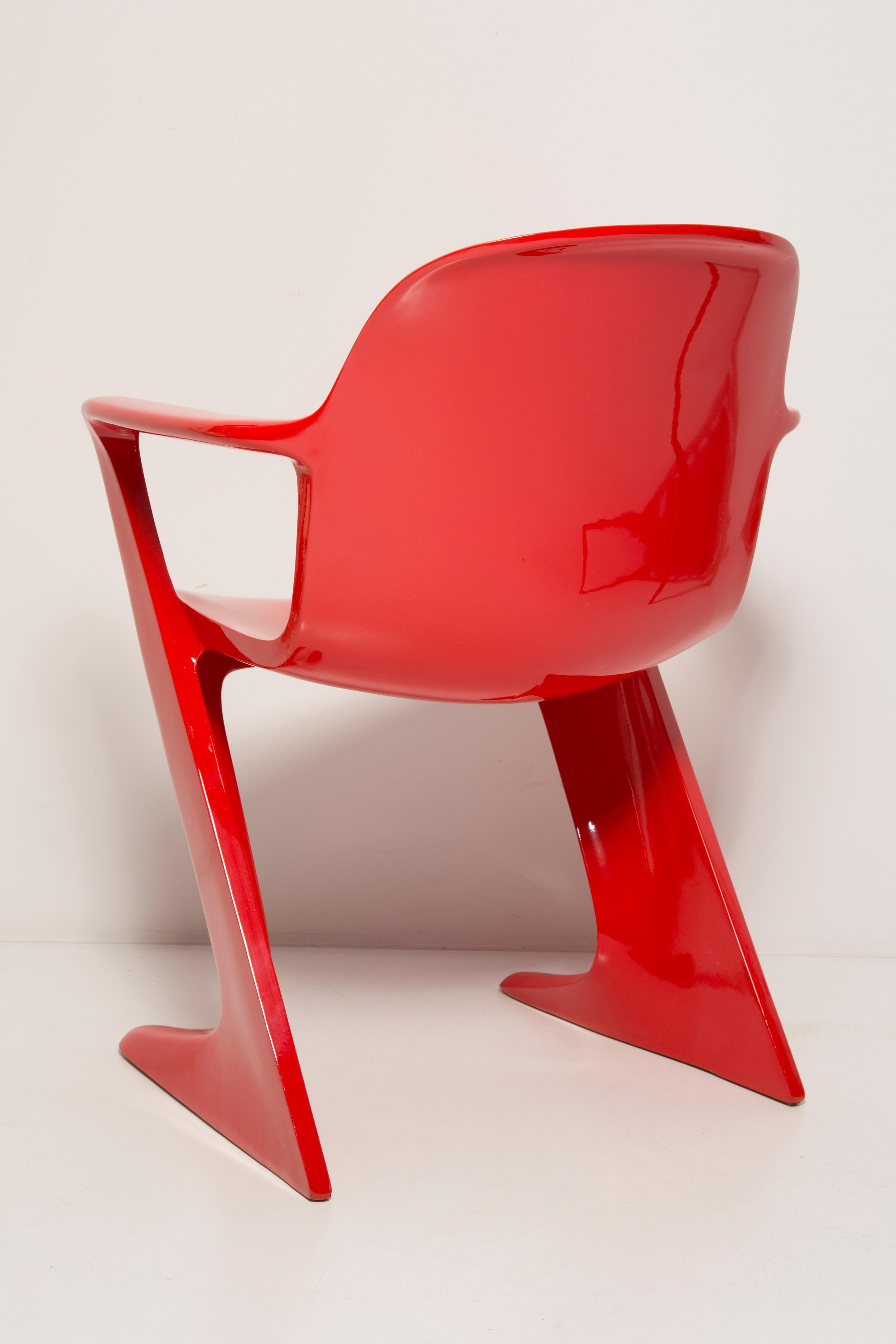 Set of Six Midcentury Signal Red Kangaroo Chairs, Ernst Moeckl, Germany, 1968 For Sale 2