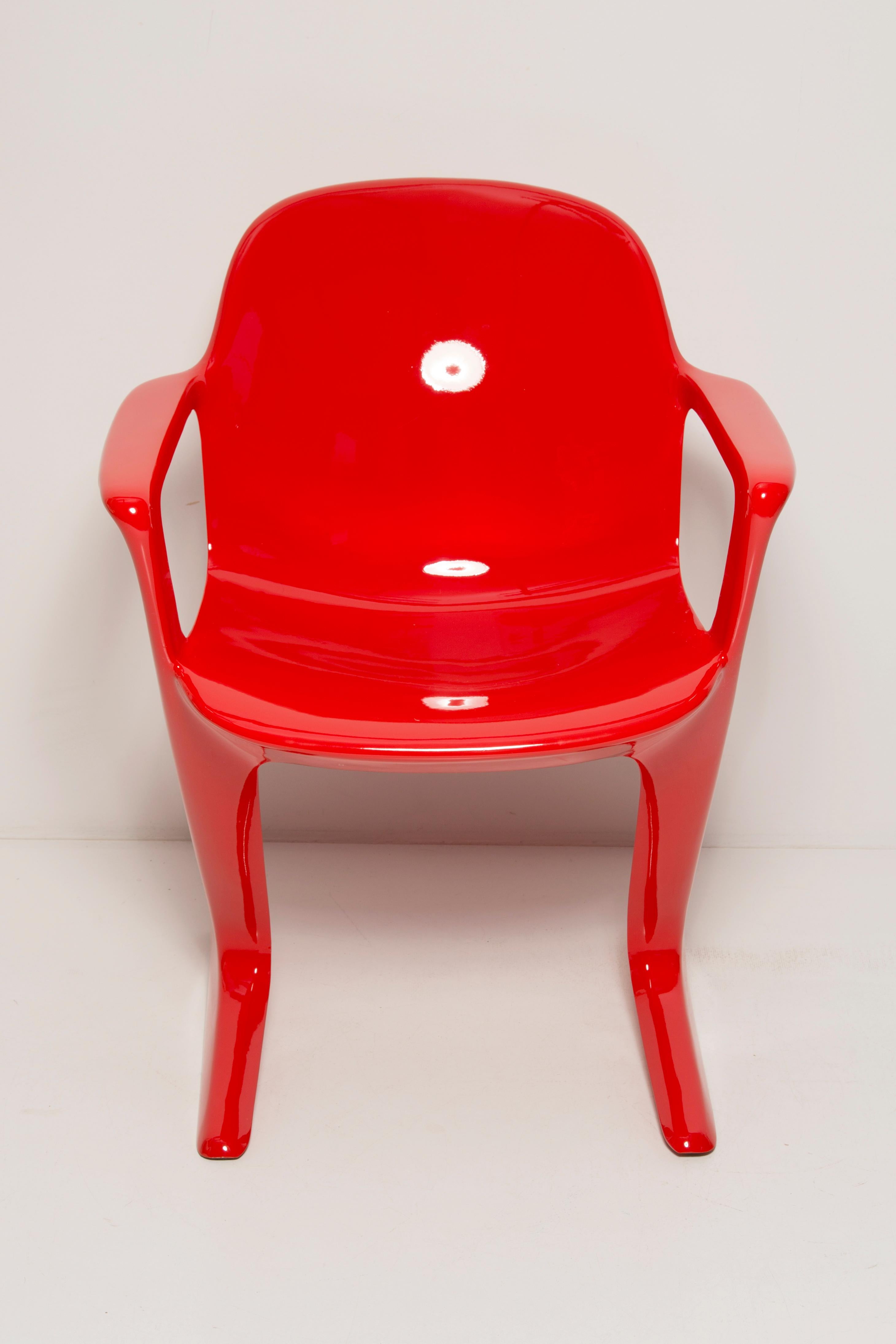 20th Century Set of Six Midcentury Signal Red Kangaroo Chairs, Ernst Moeckl, Germany, 1968 For Sale