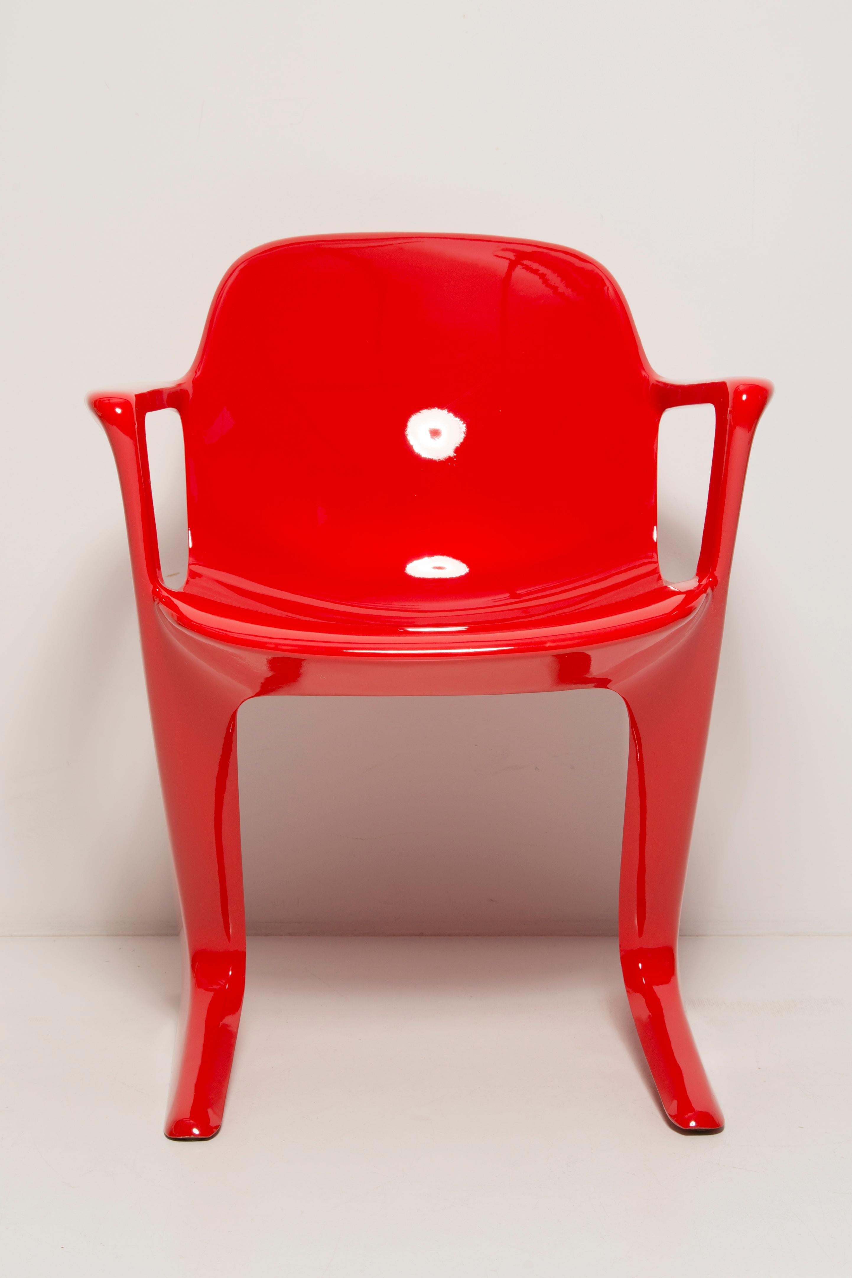 Fiberglass Set of Six Midcentury Signal Red Kangaroo Chairs, Ernst Moeckl, Germany, 1968 For Sale