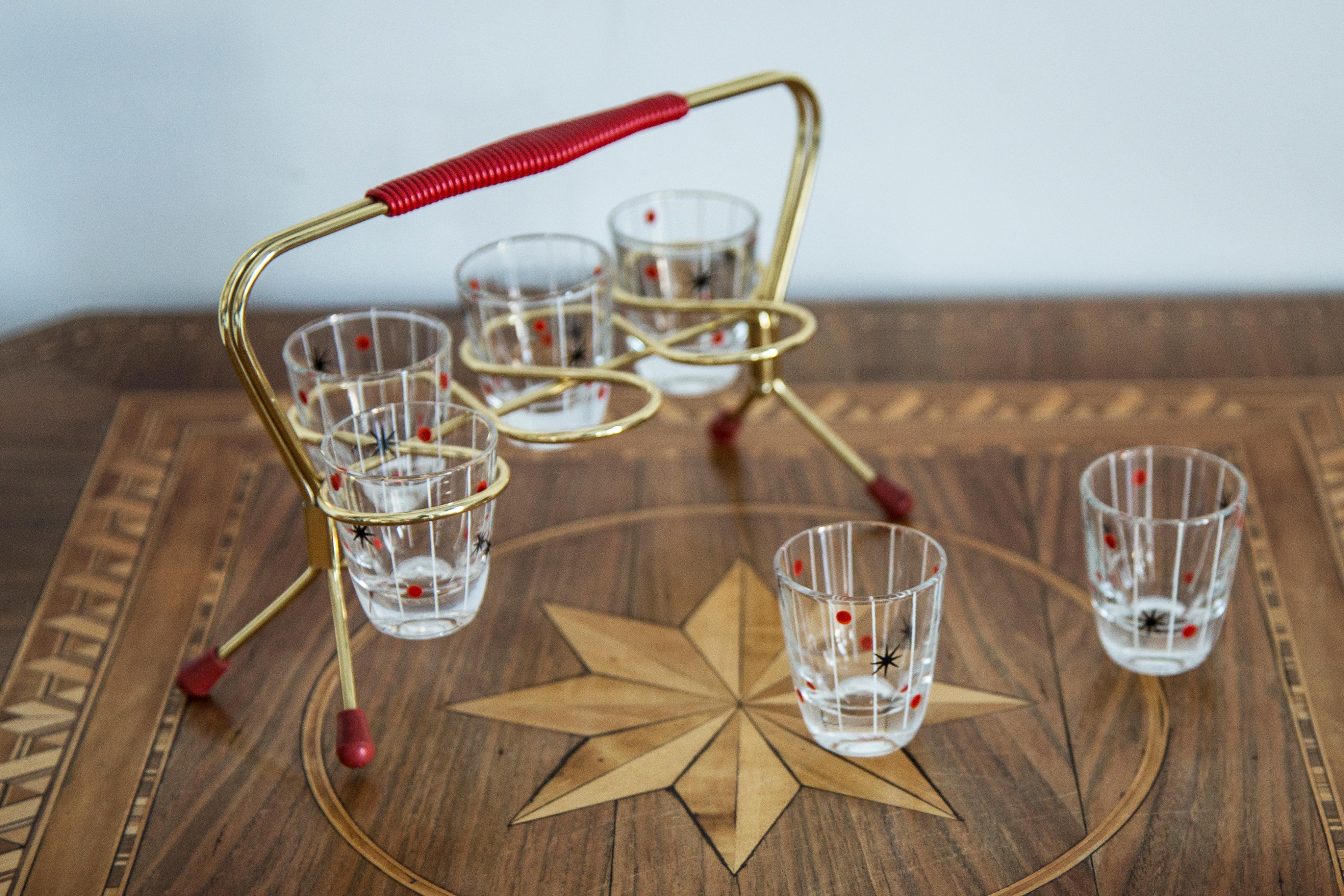Polonais Ensemble de six petits verres du milieu du siècle, Europe, années 1960 en vente