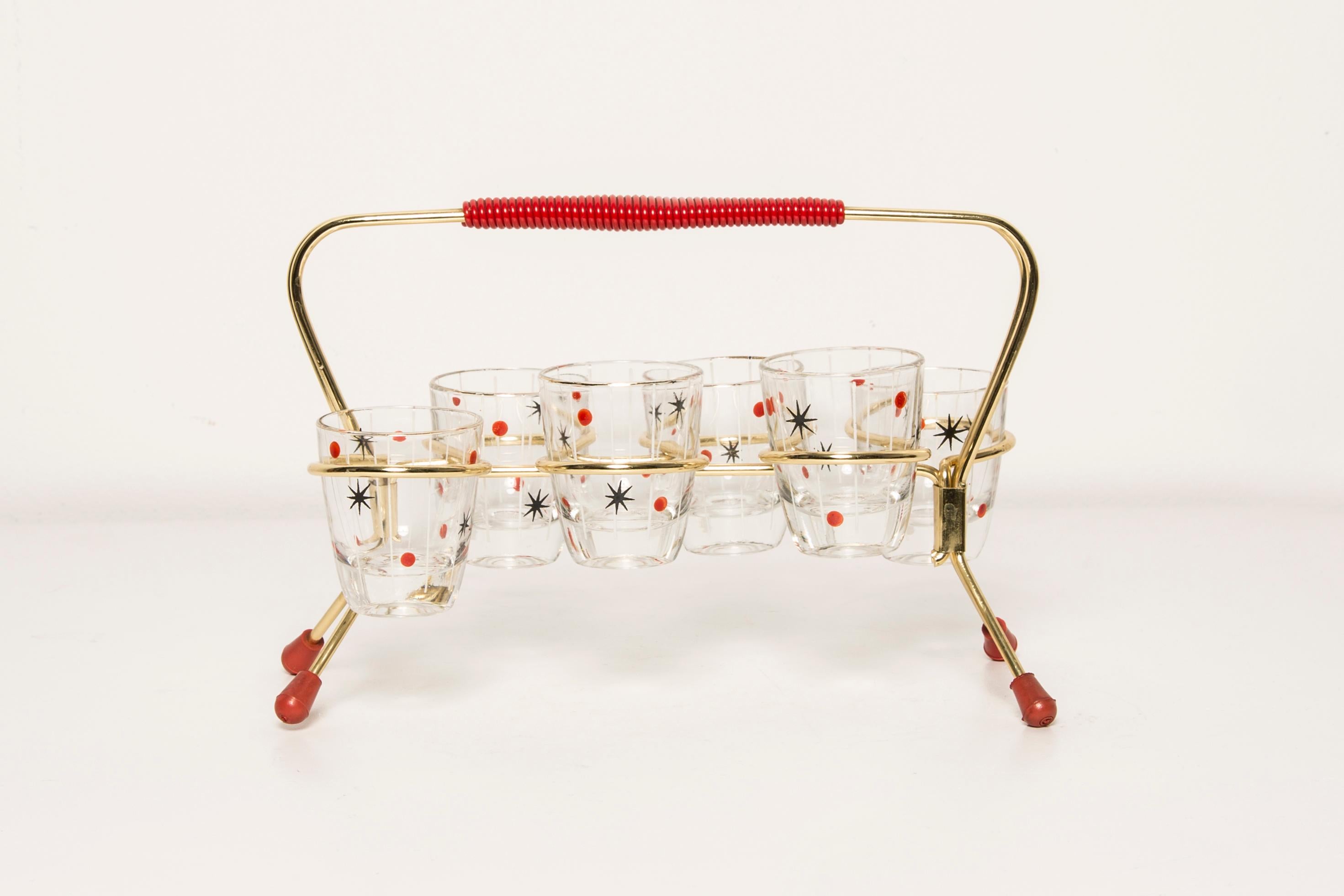 Fait main Ensemble de six petits verres du milieu du siècle, Europe, années 1960 en vente