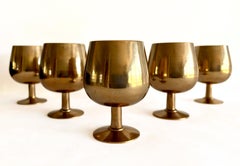 Set of Six Mid-Century Swedish Solid Brass Cocktail Glasses, circa 1960s