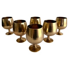 Set of Six Mid-Century Swedish Solid Brass Cocktail Glasses, circa 1960s