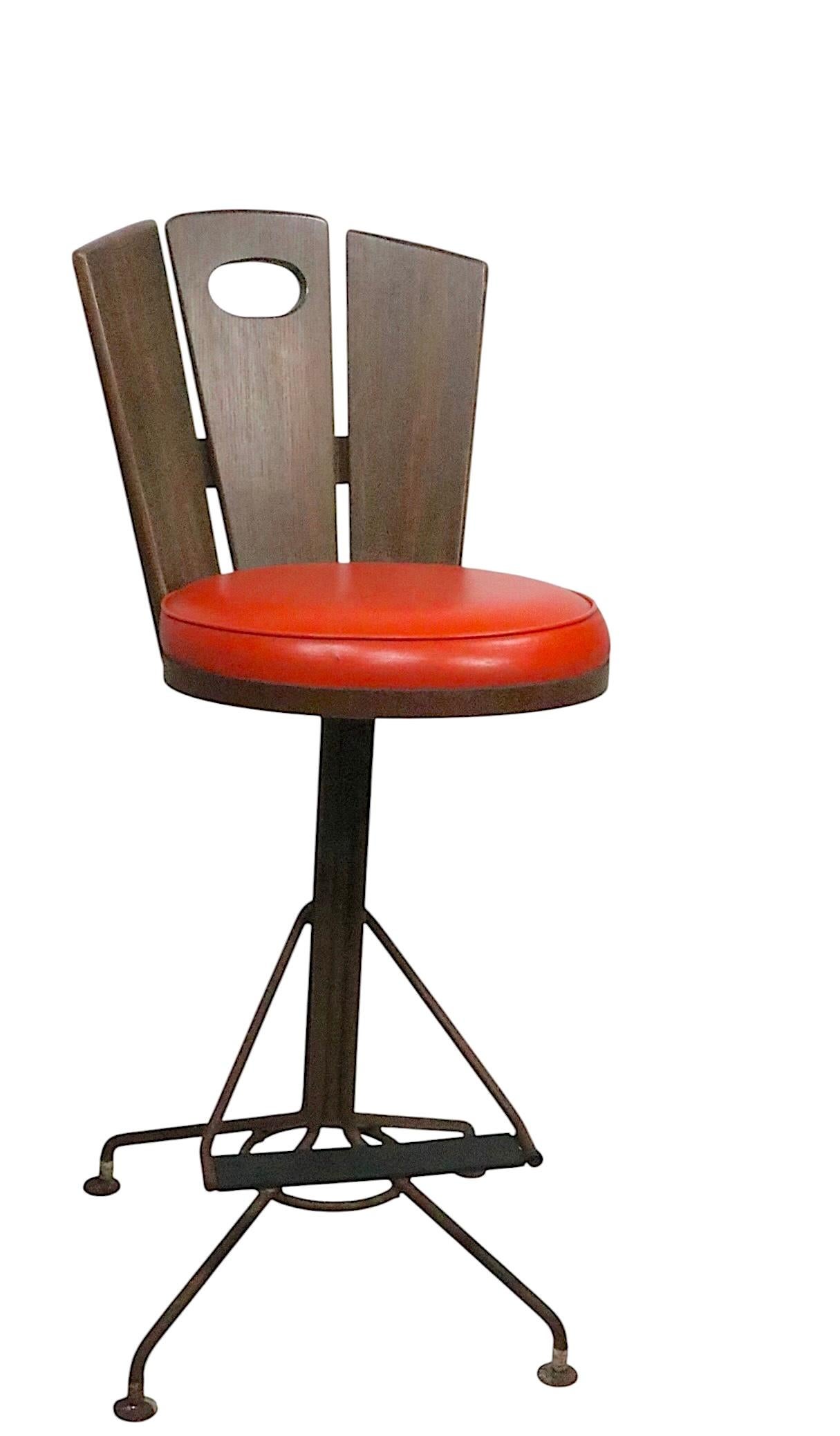 Upholstery Set of Six Mid Century Swivel Bar Stools att. to Richard McCarthy circa 1960/70s For Sale