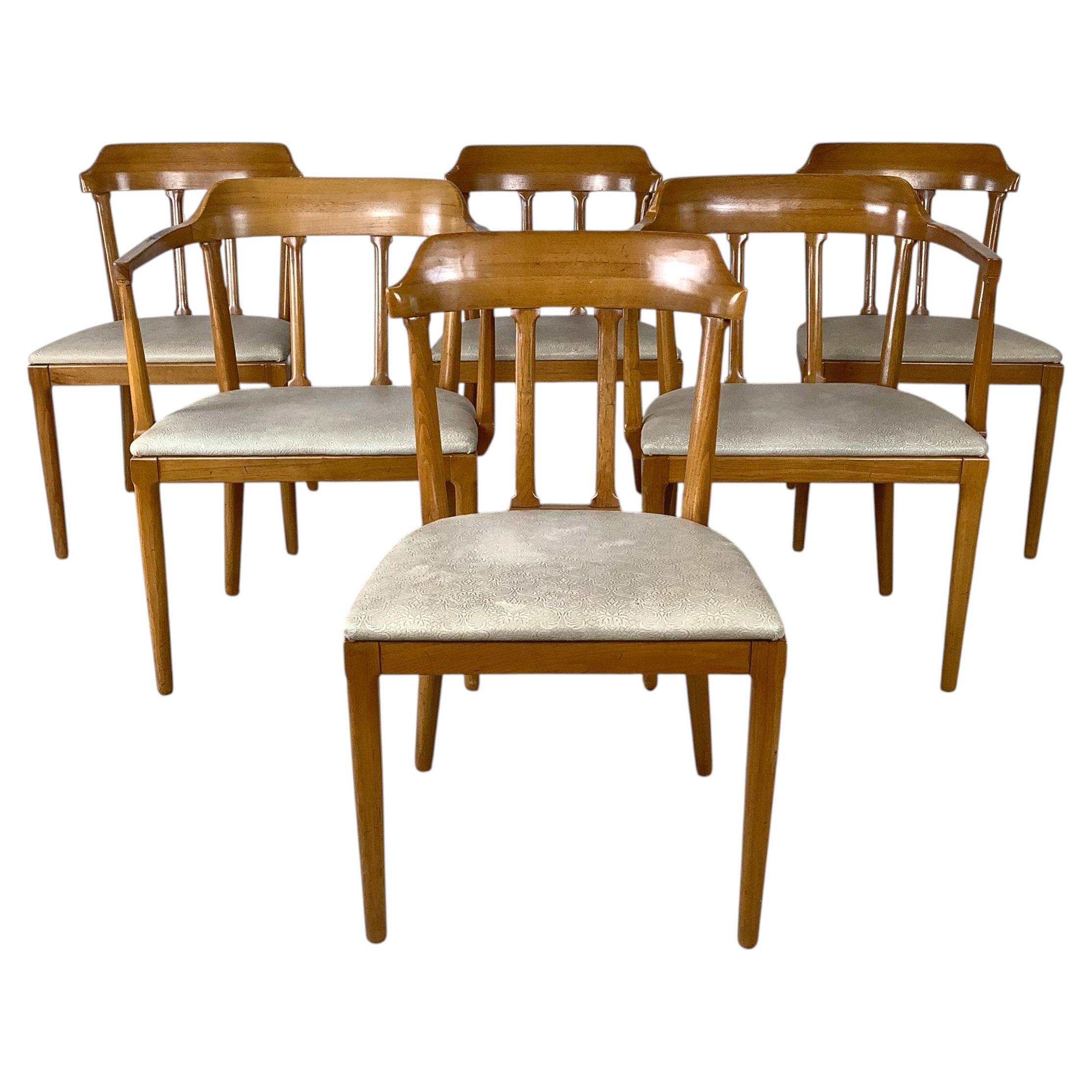 Set of Six Mid-Century Tomlinson Dining Chairs, Walnut For Sale
