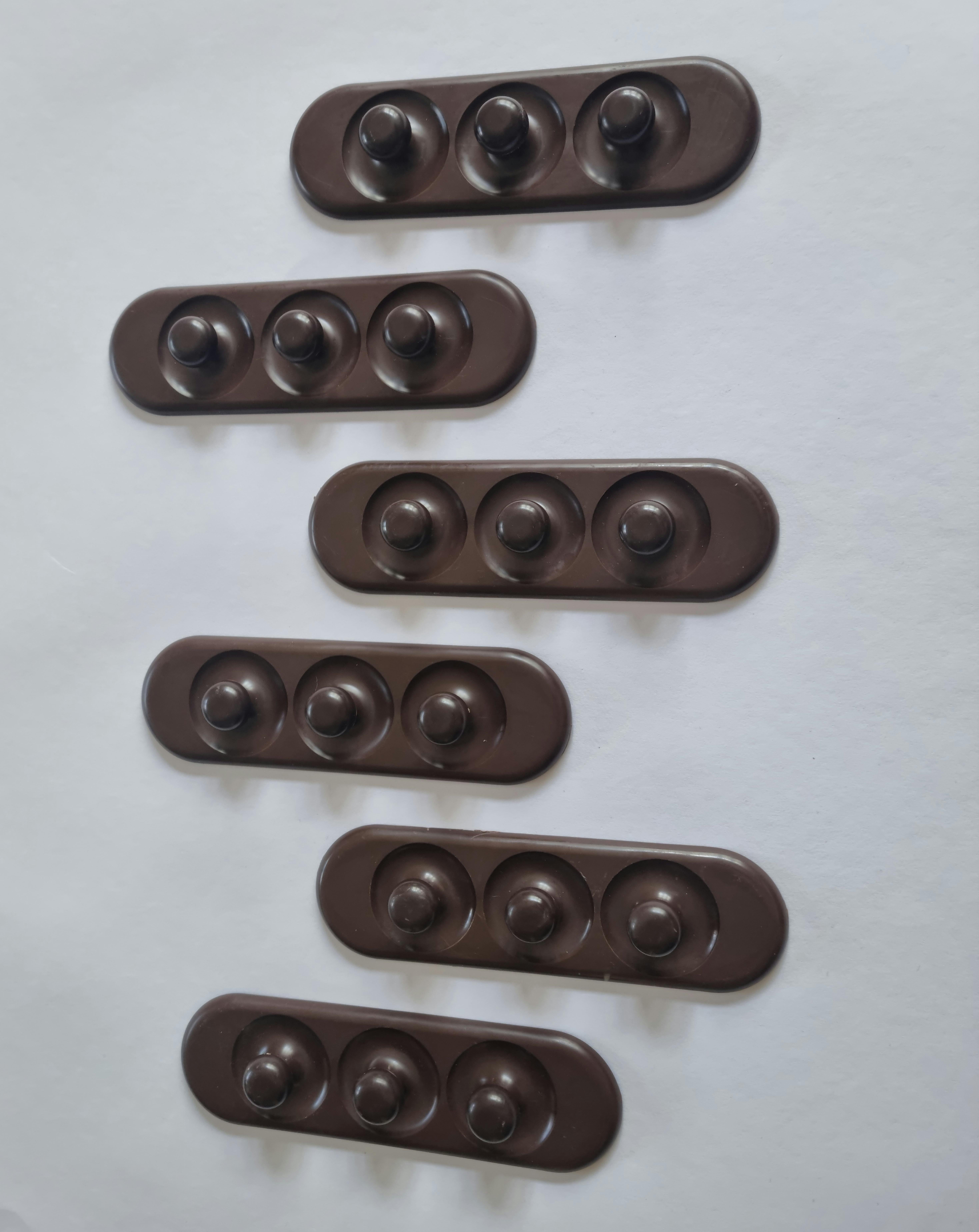 German Set of Six Mid Century Wall Hooks, 1970s For Sale