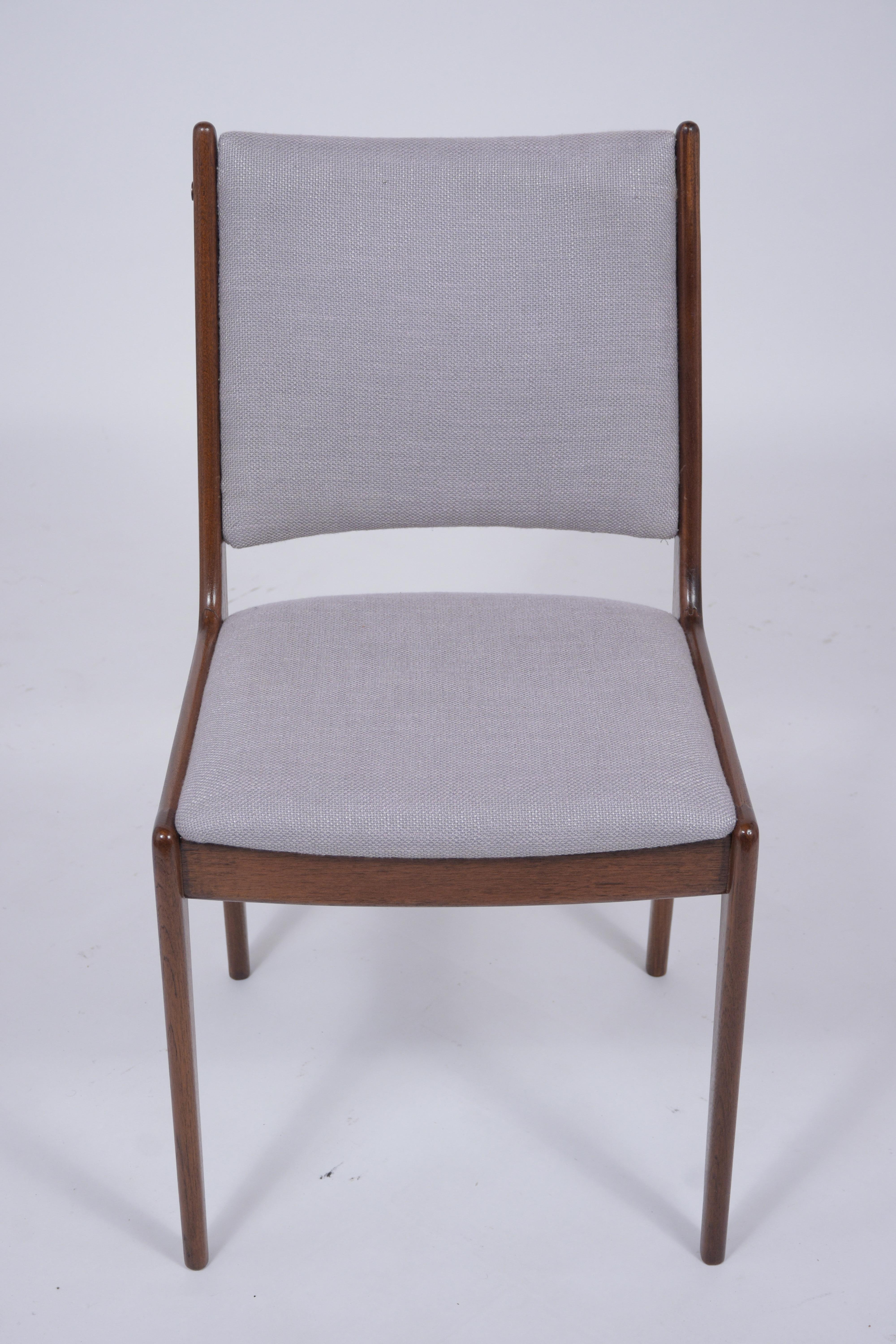 Carved Set of Six Mid Century Modern Walnut Dining Chairs