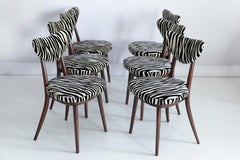 Set of Six Midcentury Zebra Black and White Heart Chairs, Poland, 1960s