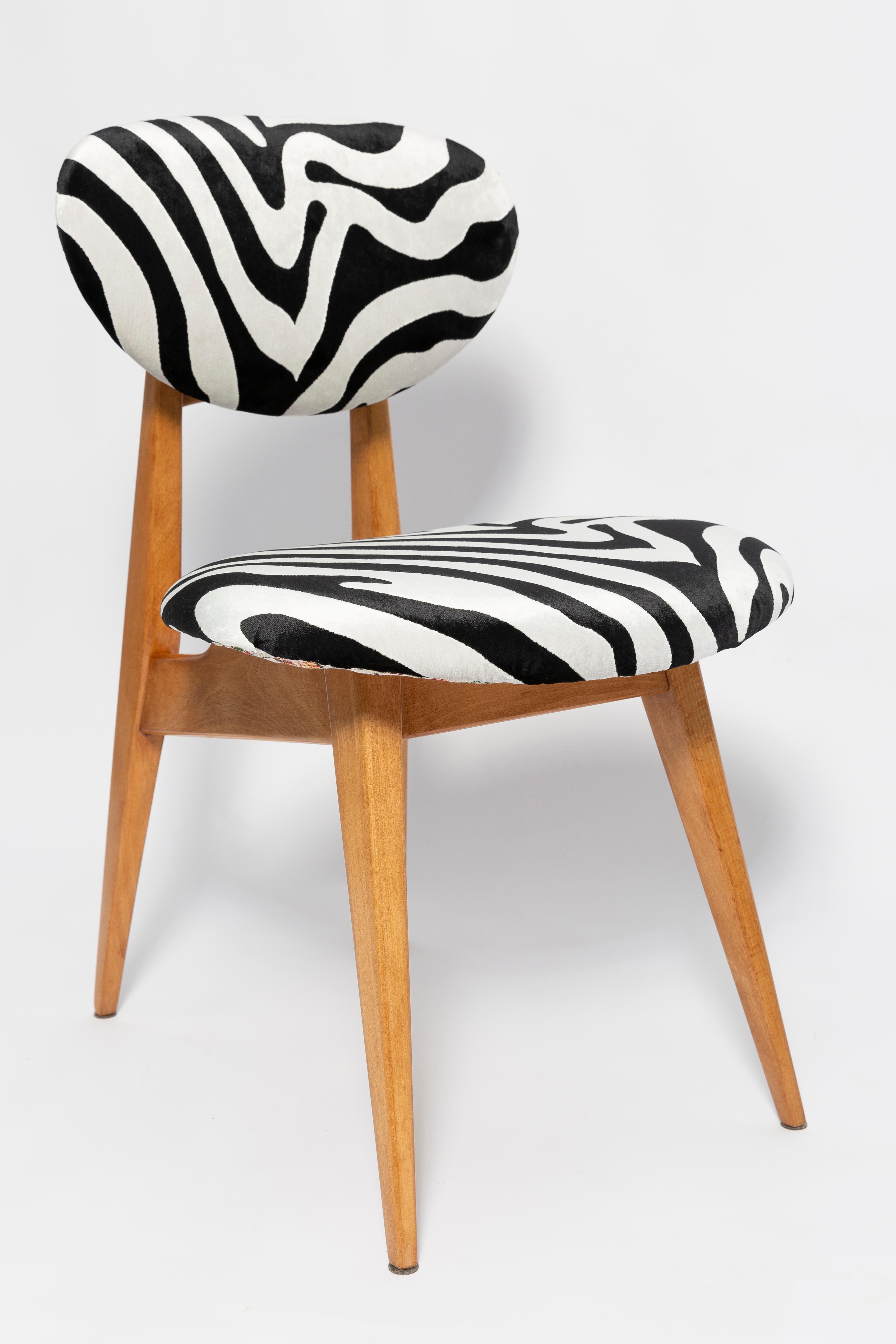 Polish Set of Six Mid-Century Zebra Chairs, Type 200/128 by J. Kedziorek, Europe, 1960s For Sale