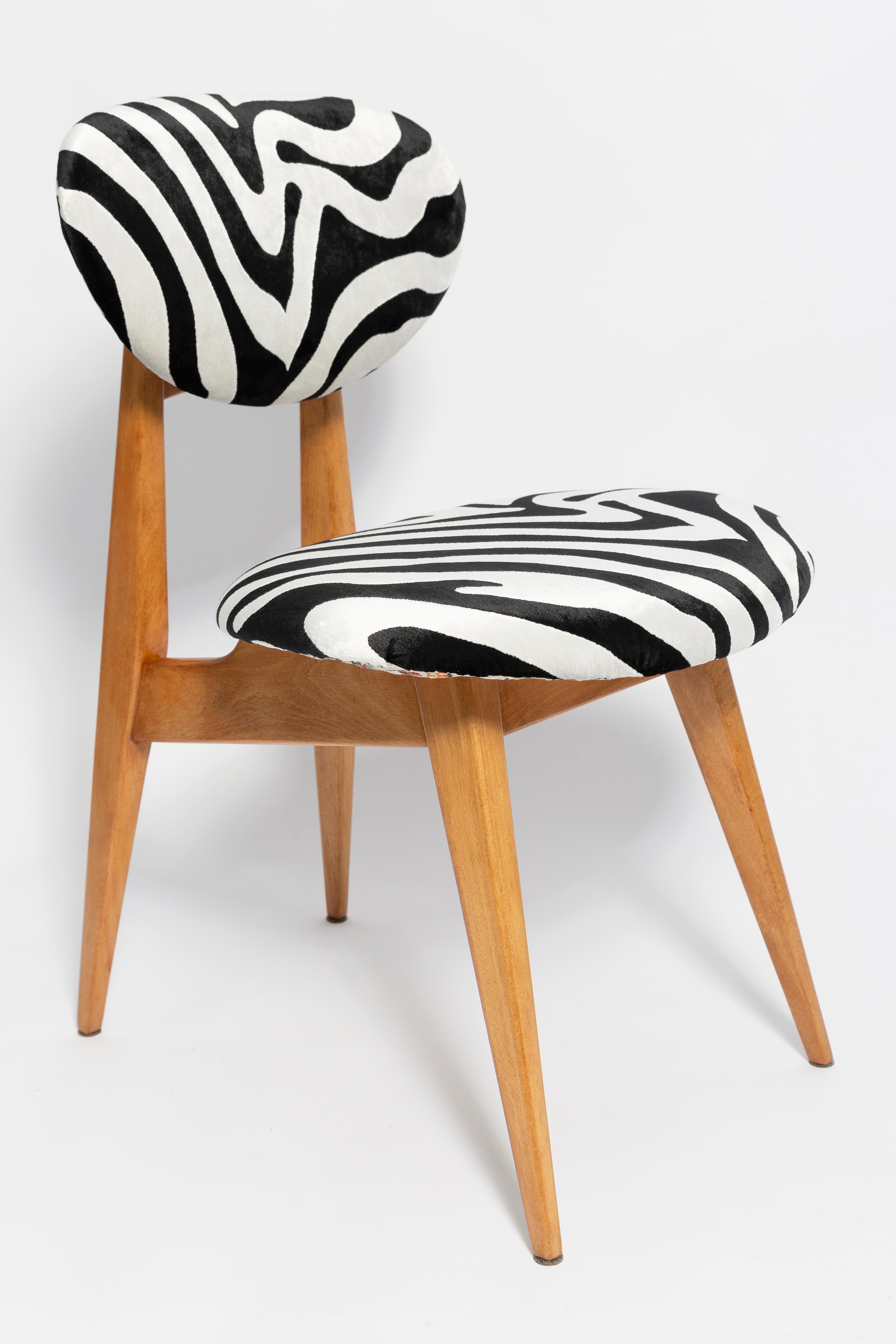 Hand-Crafted Set of Six Mid-Century Zebra Chairs, Type 200/128 by J. Kedziorek, Europe, 1960s For Sale