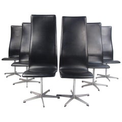 Used Set of Six Midcentury Arne Jacobsen for Fritz Hansen Swivel Chairs