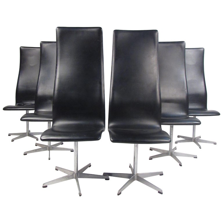 Set of Six Midcentury Arne Jacobsen for Fritz Hansen Swivel Chairs For Sale