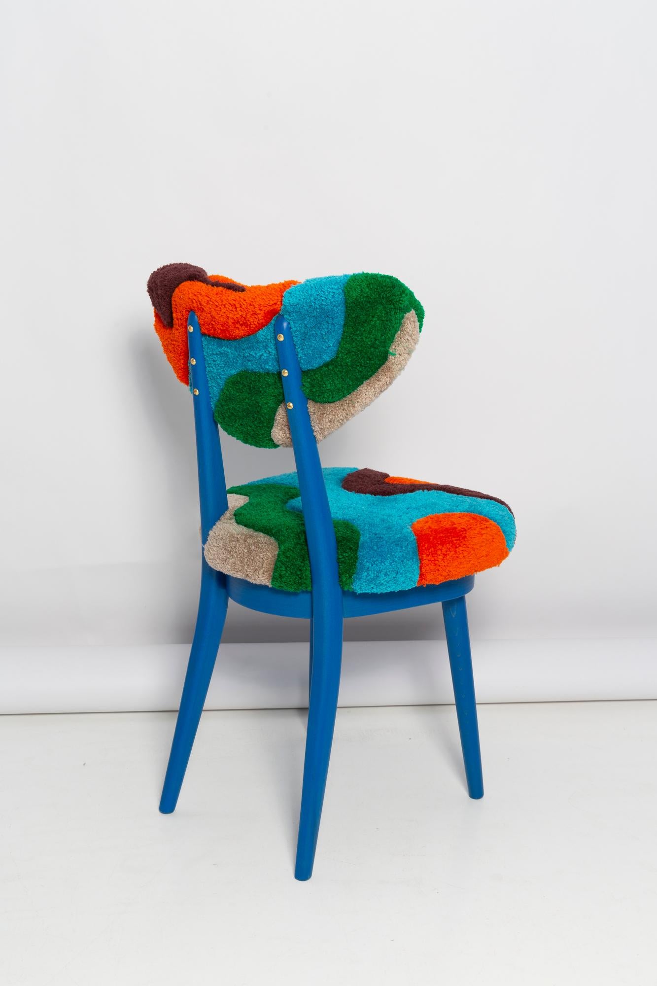 Set di sei sedie a farfalla e a cuore del MidCentury, lana con trapuntatura a mano, Europa, anni '60 in vendita 3