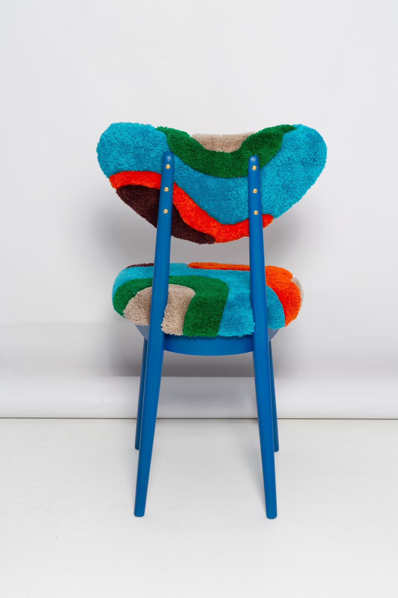 Set di sei sedie a farfalla e a cuore del MidCentury, lana con trapuntatura a mano, Europa, anni '60 in vendita 6